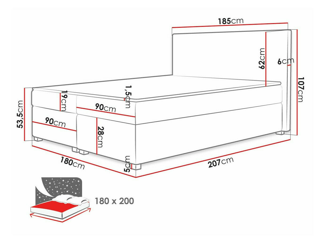 Boxspring postelja Memphis 137 (Poso 14)