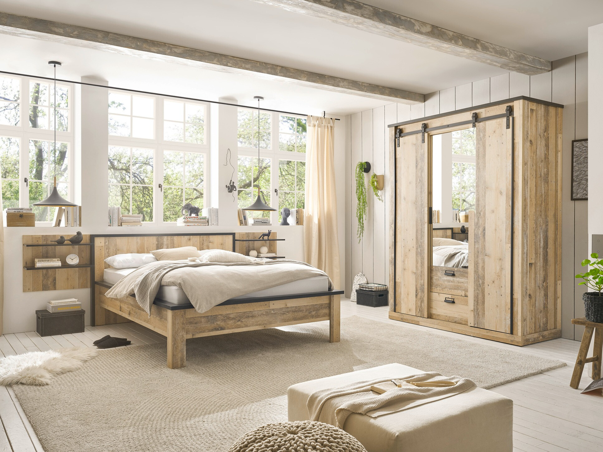 Garderobna omara Cirtale 107 (Antracit + Rustikalen les)