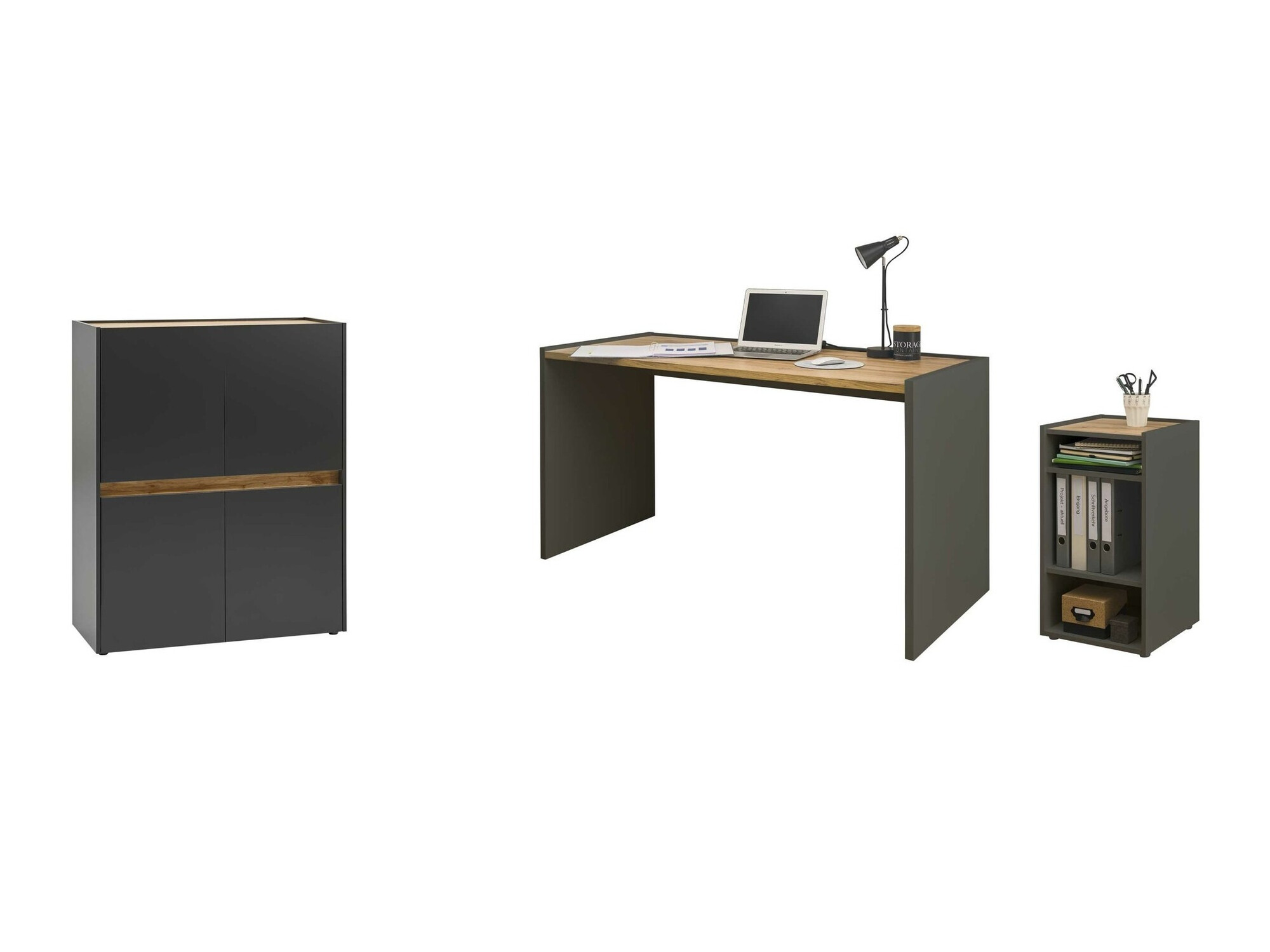 Komplet za domačo pisarno Elbsori 150 (Antracit + Wotan hrast)