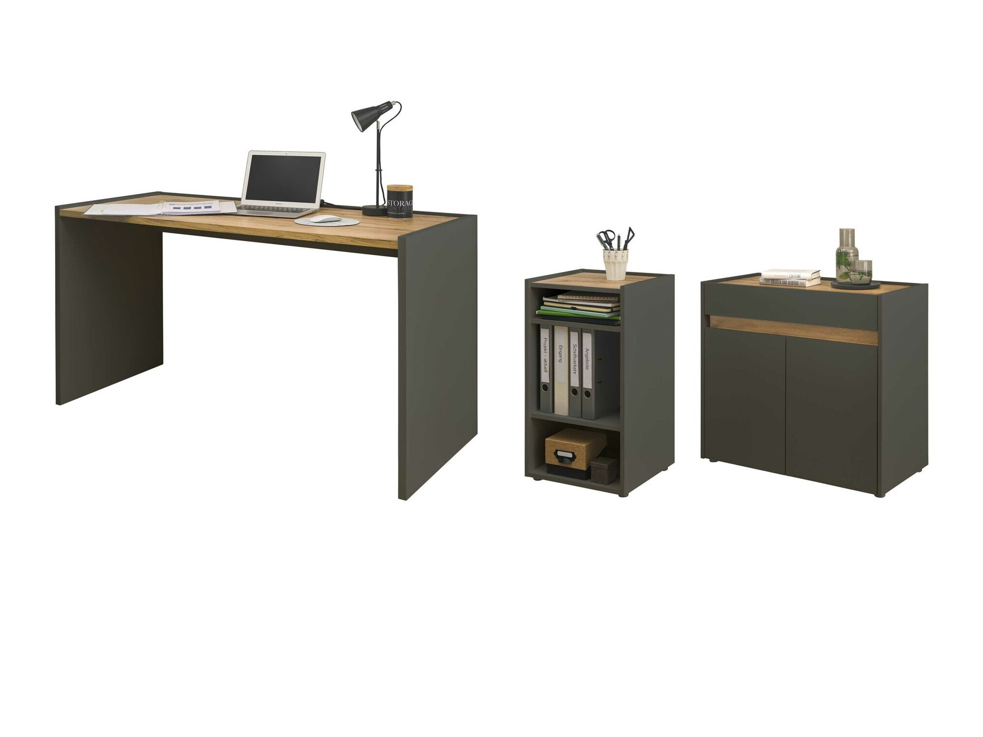 Komplet za domačo pisarno Elbsori 151 (Antracit + Wotan hrast)