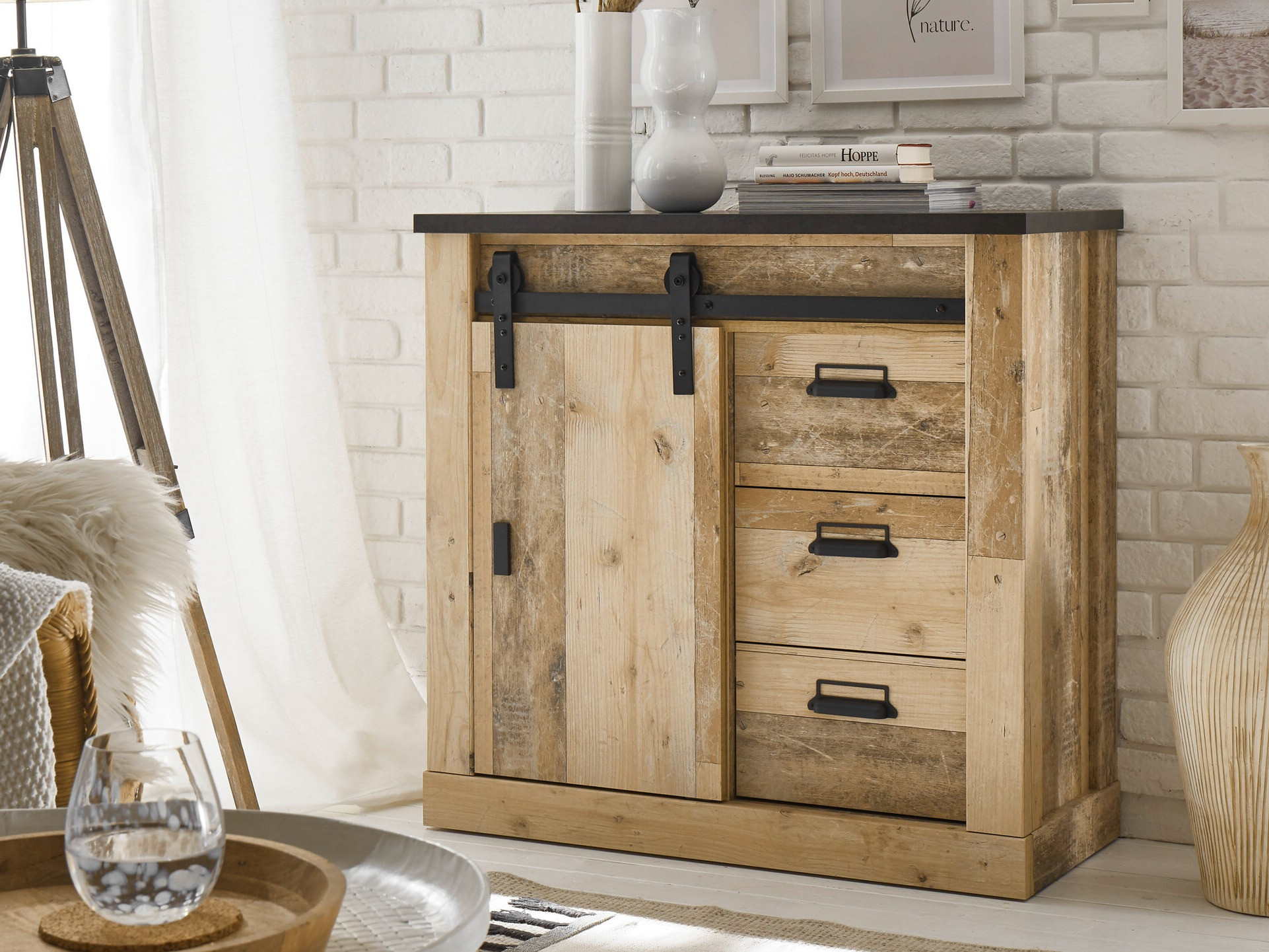 Komoda Cirtale 117 (Antracit + Rustikalen les)