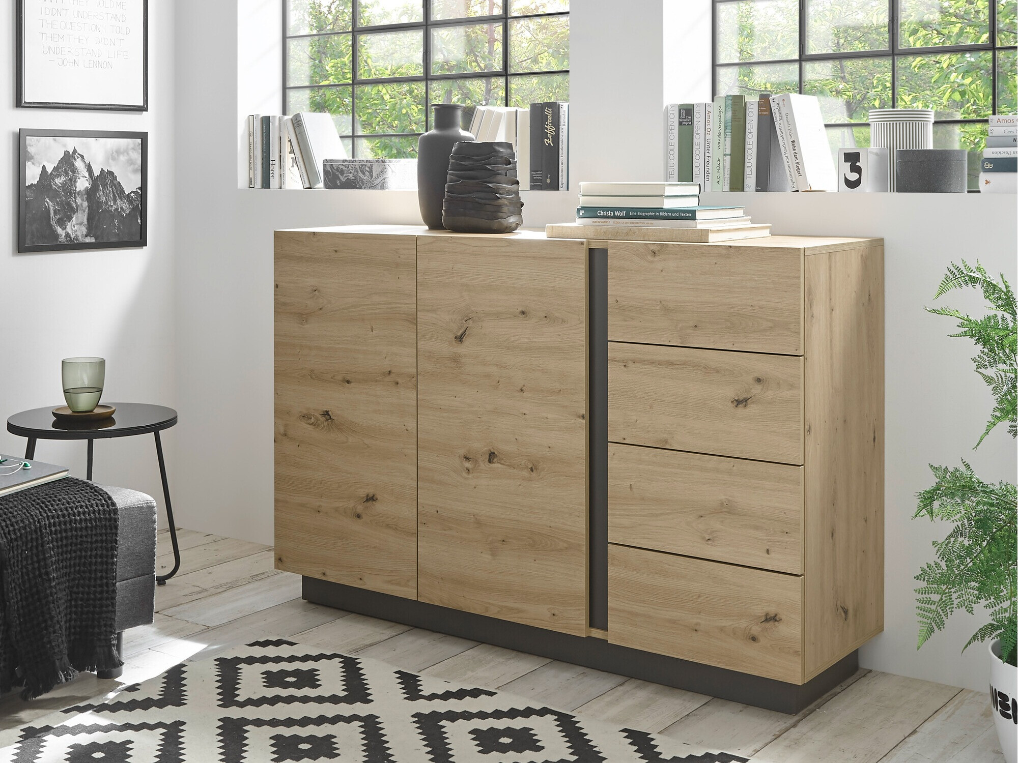 Komoda Veropho 107 (Artisan hrast + Grafit)