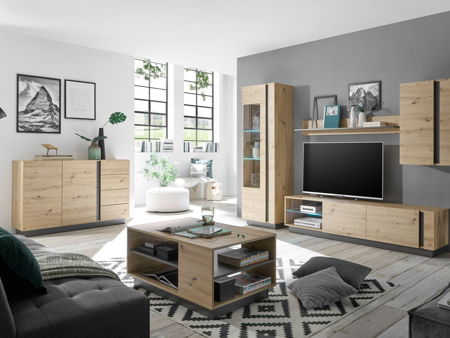 Komoda Veropho 107 (Artisan hrast + Grafit)