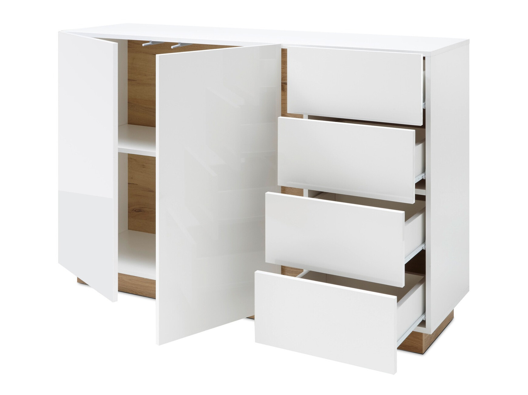 Komoda Veropho 107 (Sijaj bela + Hrast Grandson)