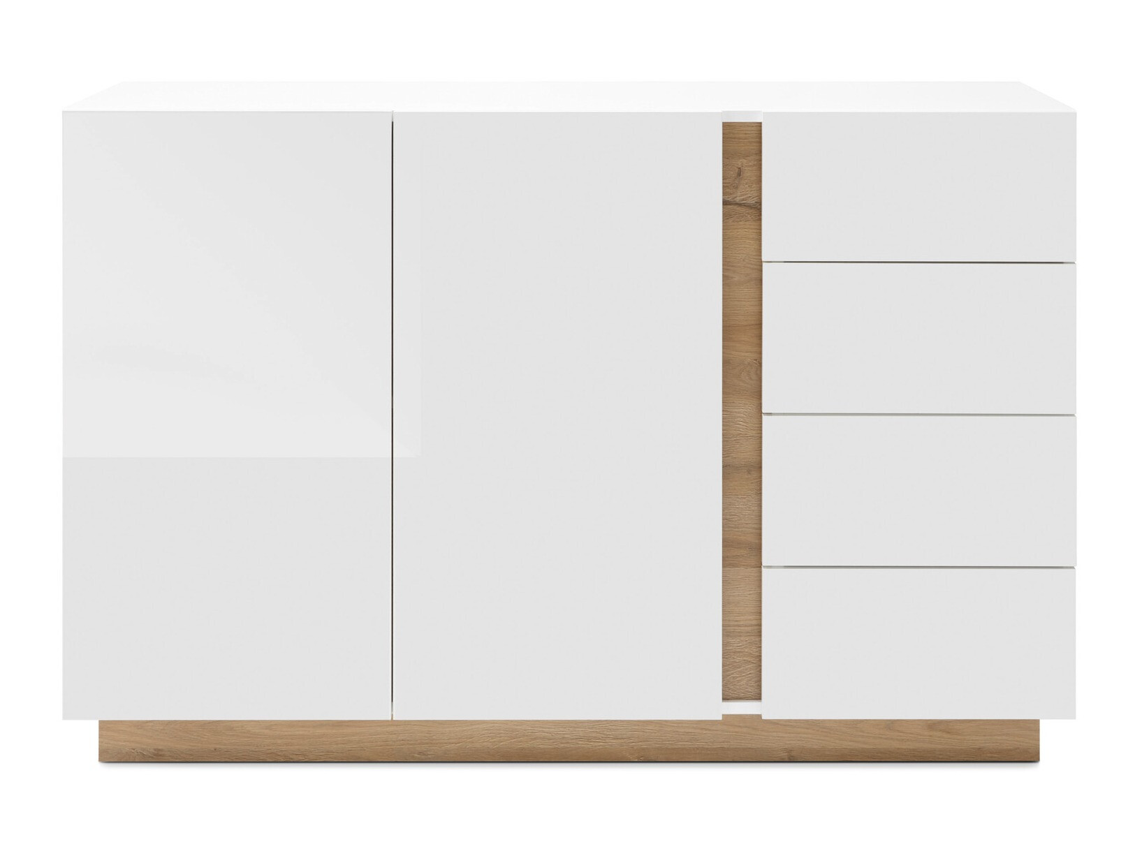 Komoda Veropho 107 (Sijaj bela + Hrast Grandson)