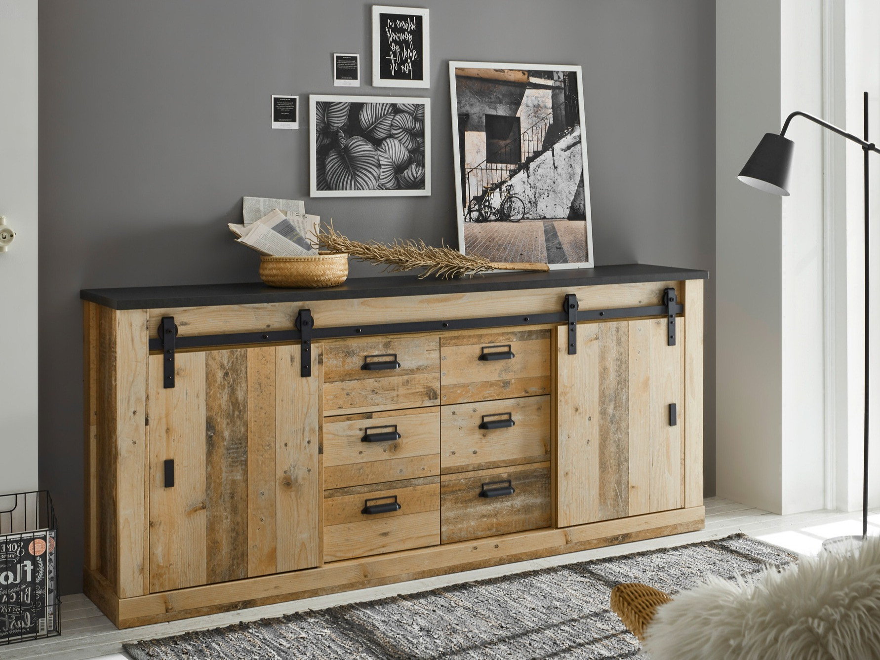 Komoda Cirtale 118 (Antracit + Rustikalen les)