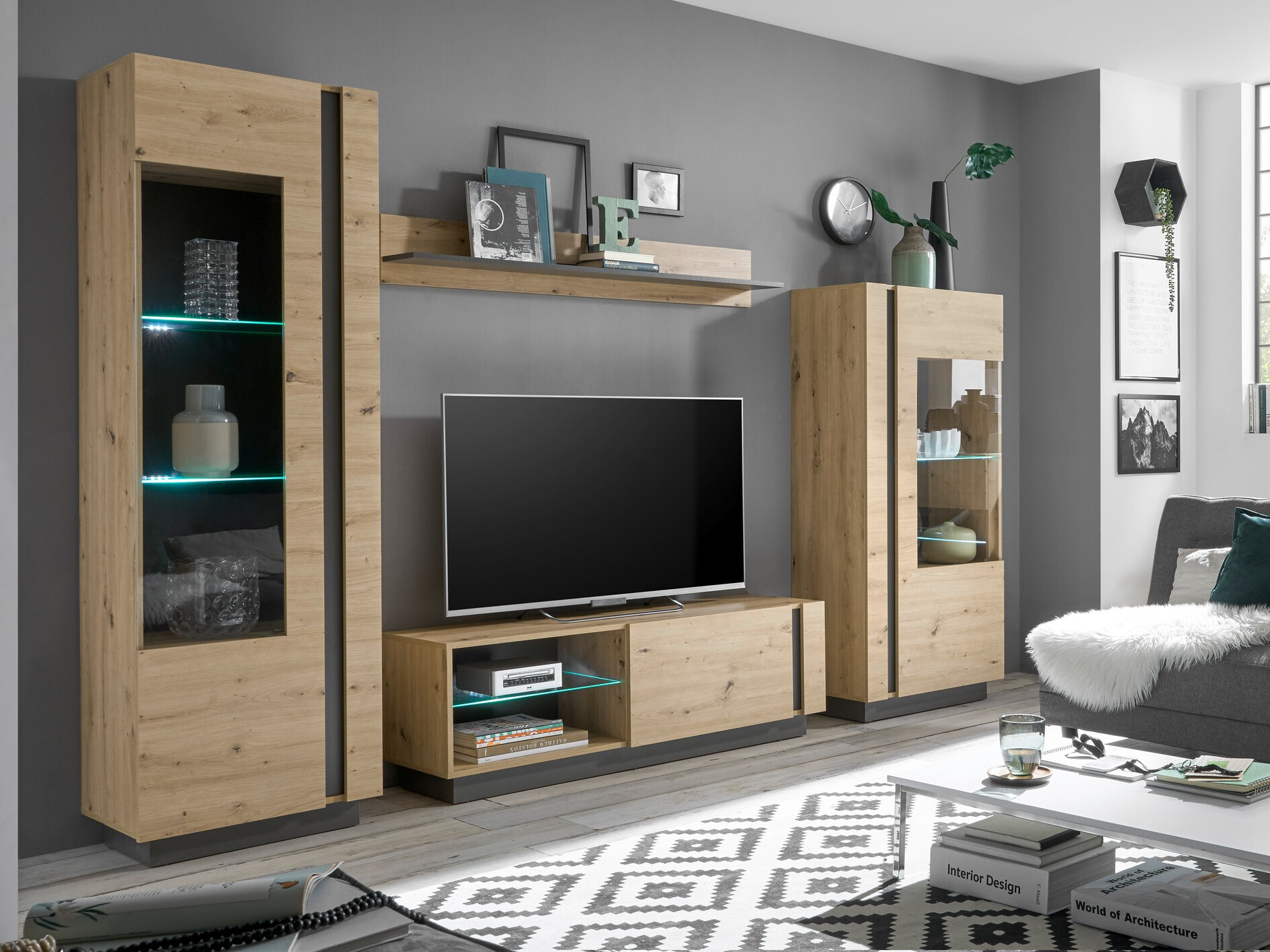 Komplet za dnevno sobo Veropho 110 (Artisan hrast + Grafit)