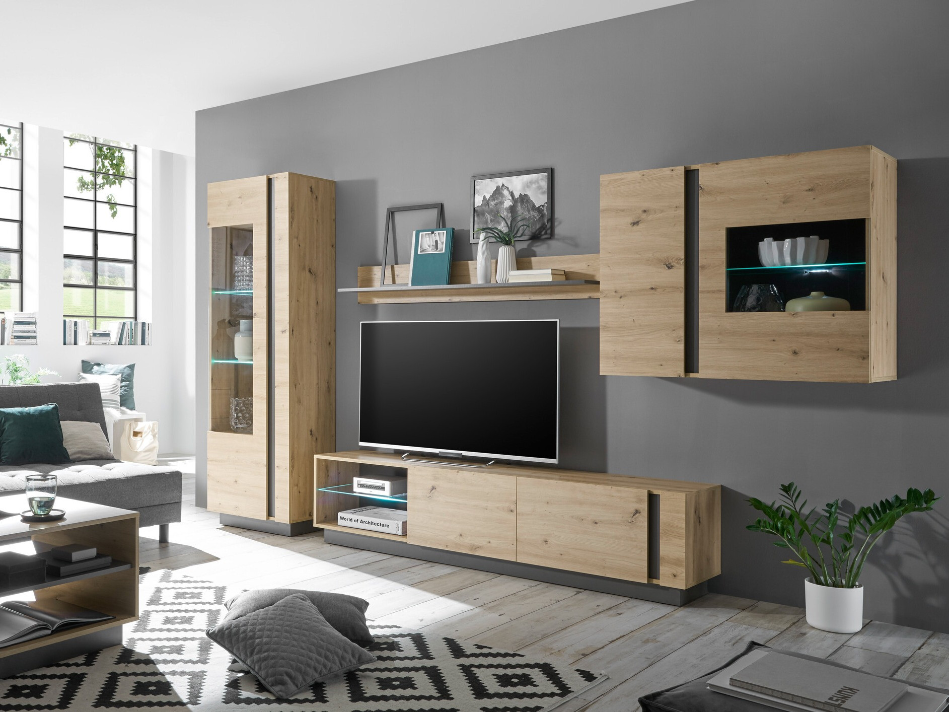 Komplet za dnevno sobo Veropho 113 (Artisan hrast + Grafit)