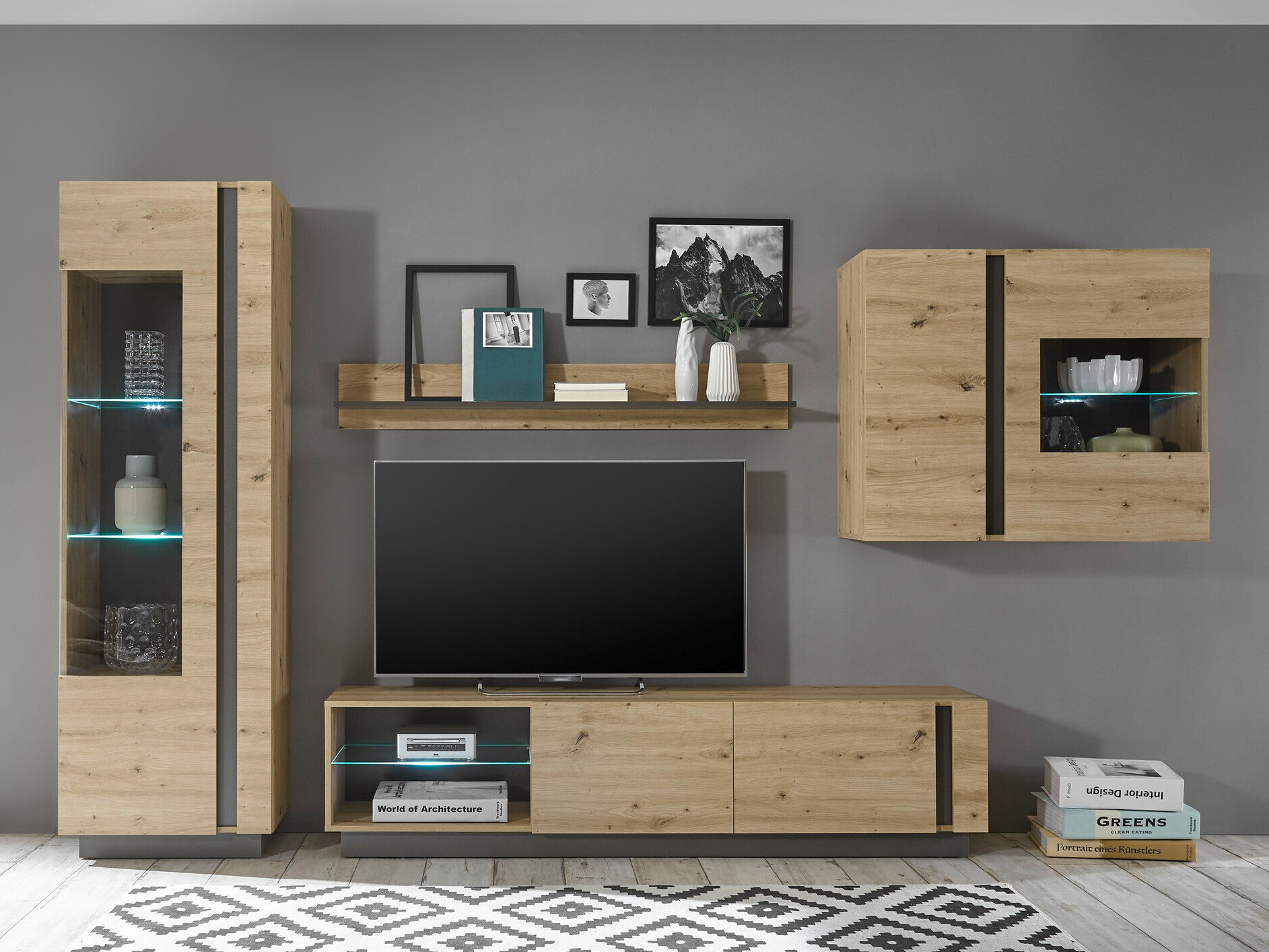 Komplet za dnevno sobo Veropho 113 (Artisan hrast + Grafit)