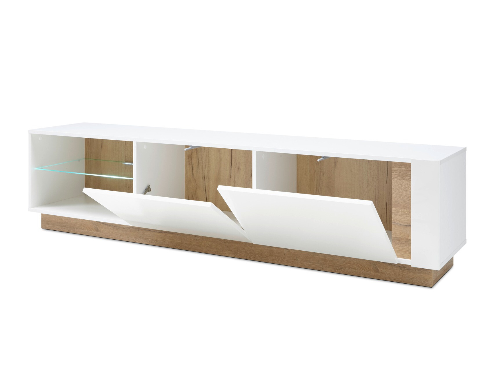 Komplet za dnevno sobo Veropho 113 (Sijaj bela + Hrast Grandson)