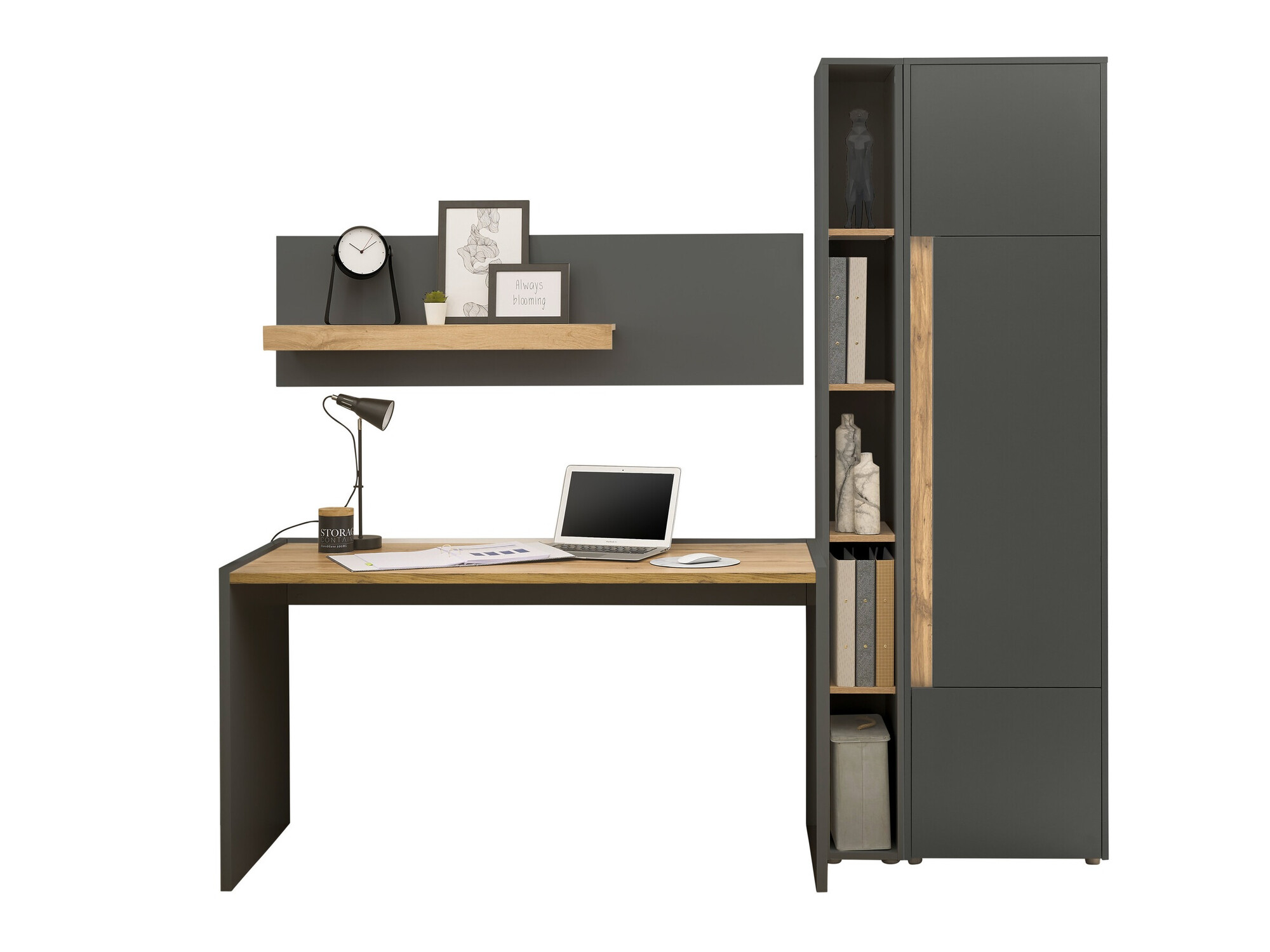 Komplet za domačo pisarno Elbsori 155 (Antracit + Wotan hrast)