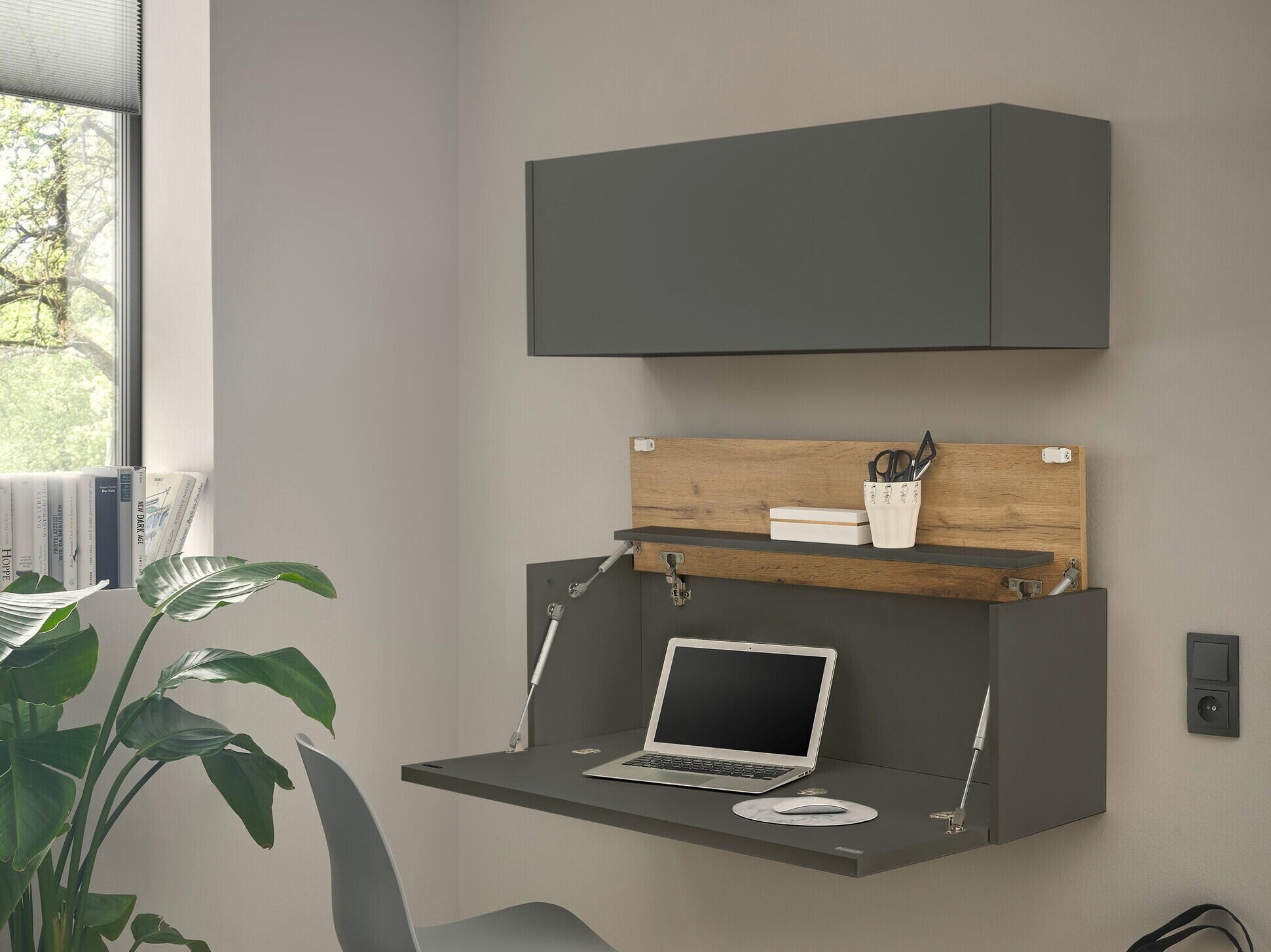 Komplet za domačo pisarno Elbsori 158 (Antracit + Wotan hrast)