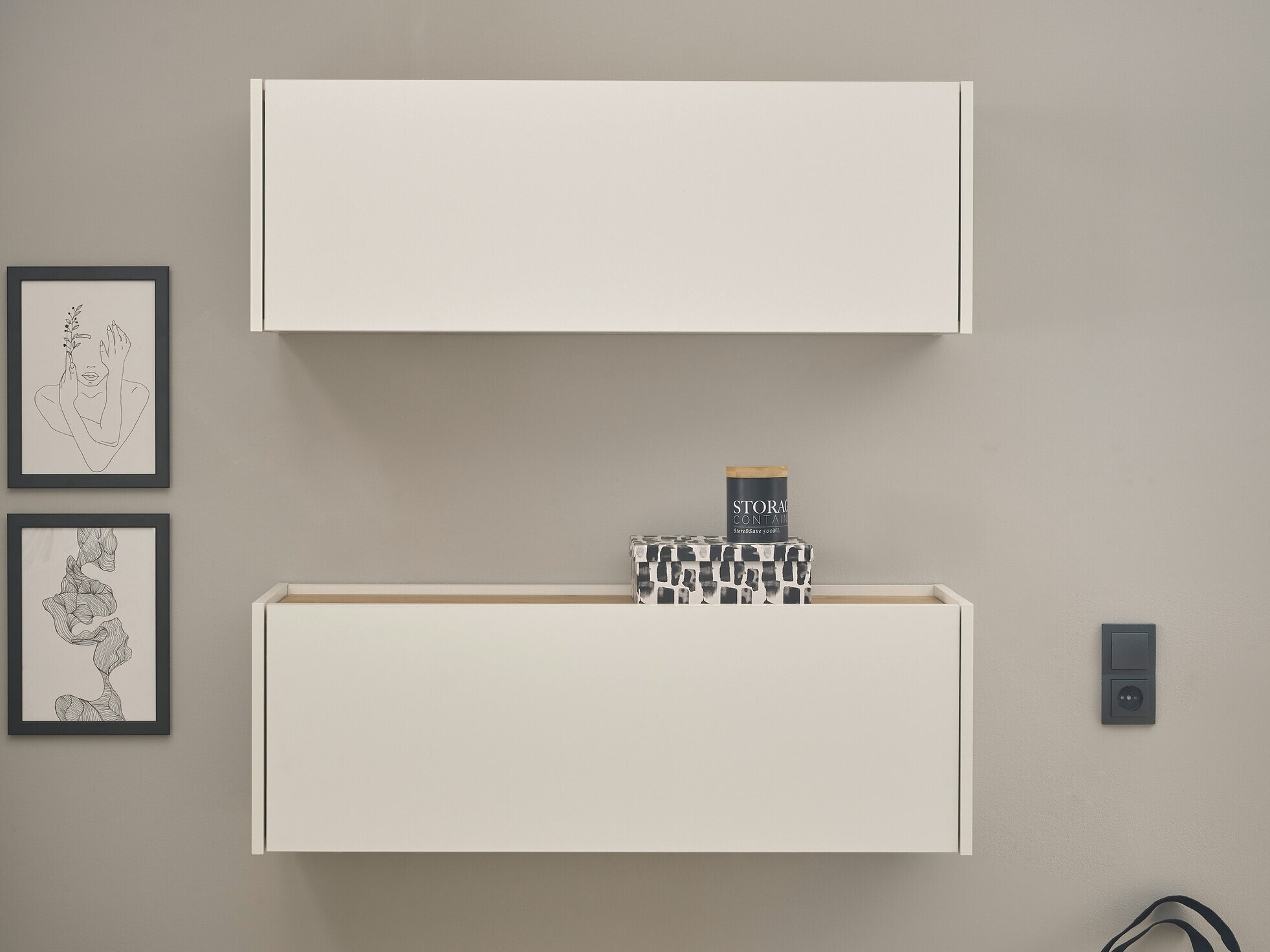 Komplet za domačo pisarno Elbsori 158 (Bela + Wotan hrast)