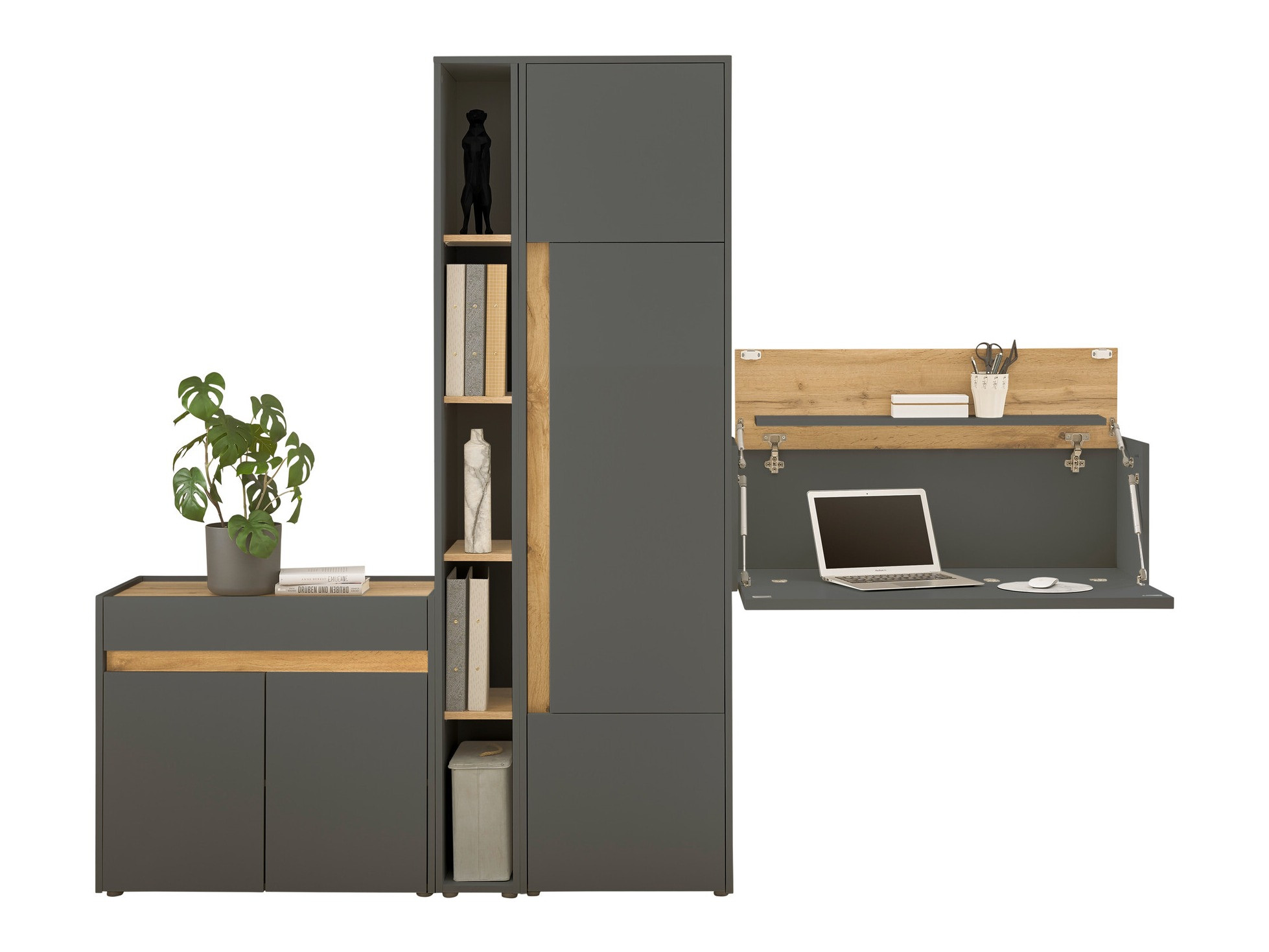 Pohištveni komplet Elbsori 156 (Antracit + Wotan hrast)