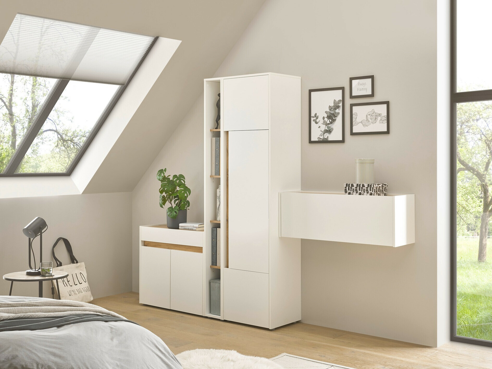 Pohištveni komplet Elbsori 156 (Bela + Wotan hrast)