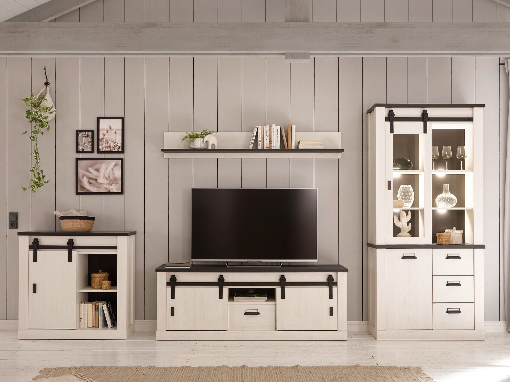 Stenska polica Cirtale 120 (Antracit + Beljen bor)