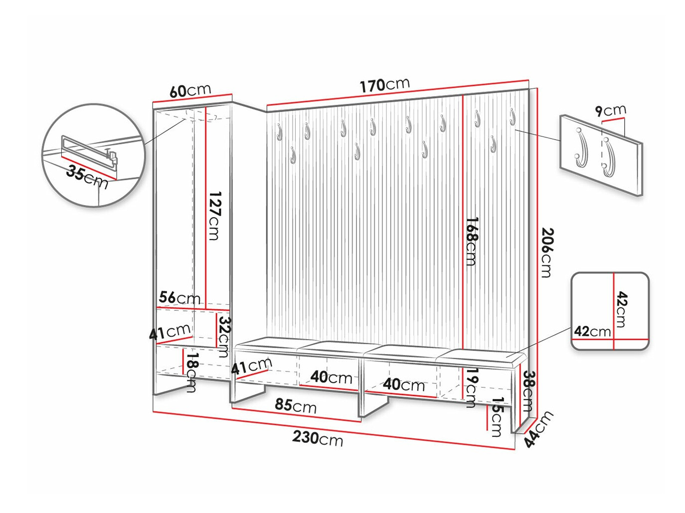 Komplet za predsobo Hartford 484 (Artisan hrast + Manila 02)