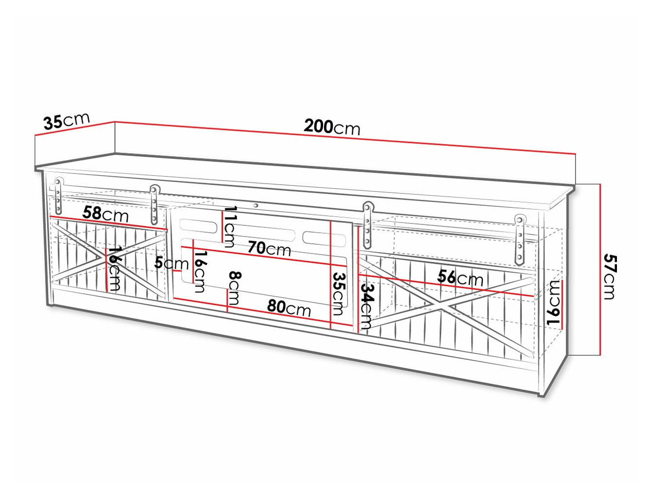 TV-omarica Charlotte 165 (Črna + Sijaj črna)