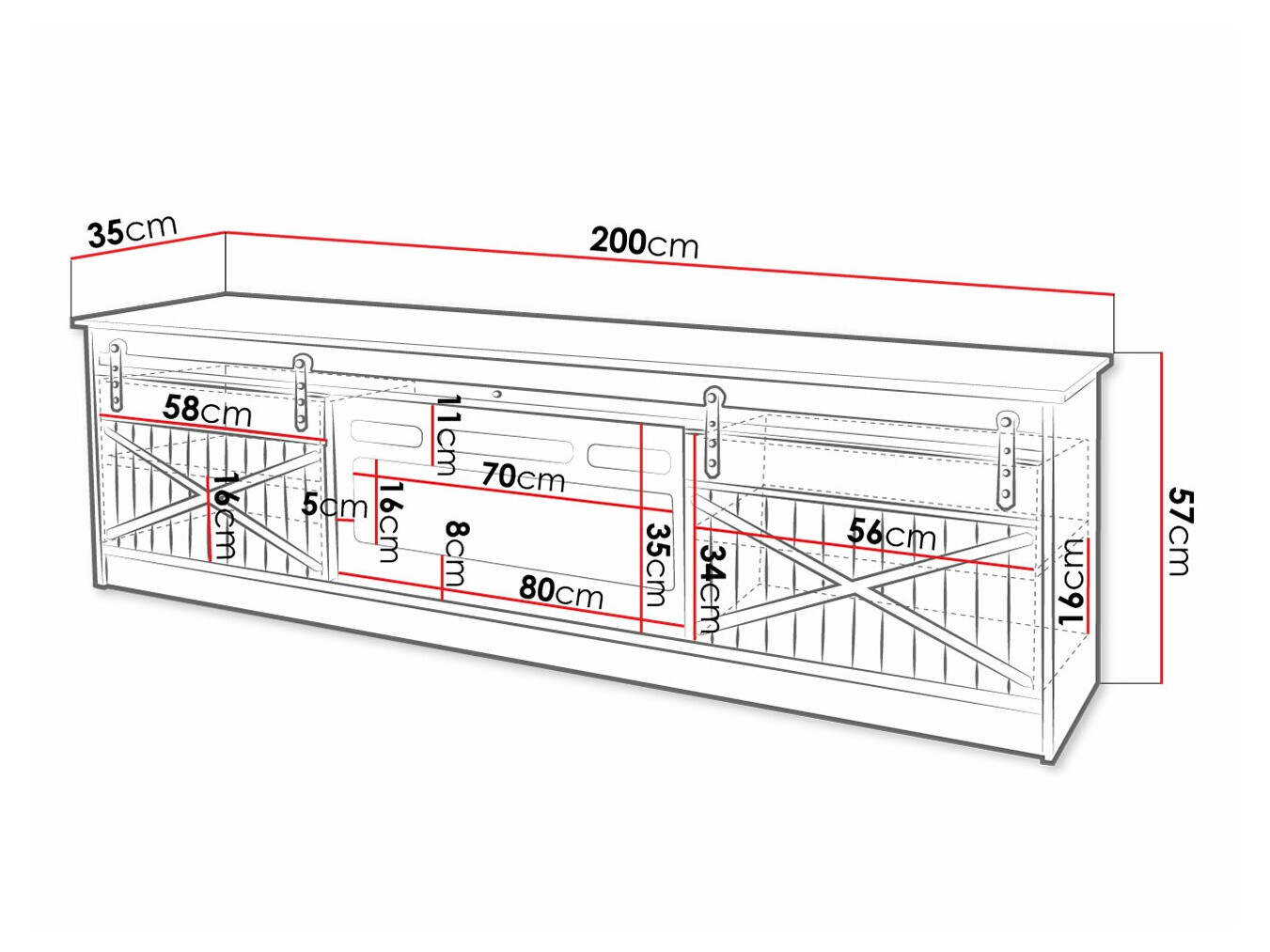 TV-omarica Charlotte 165 (Črna + Sijaj črna)