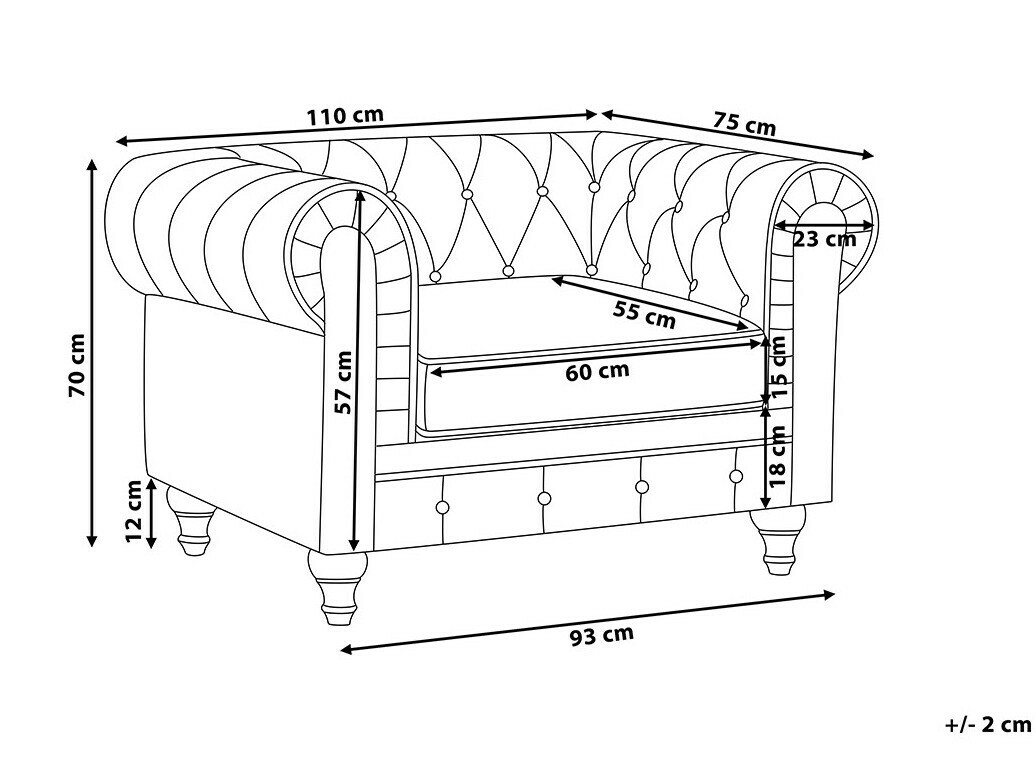 Chesterfield fotelj Cirdoro 102 (Grafit)