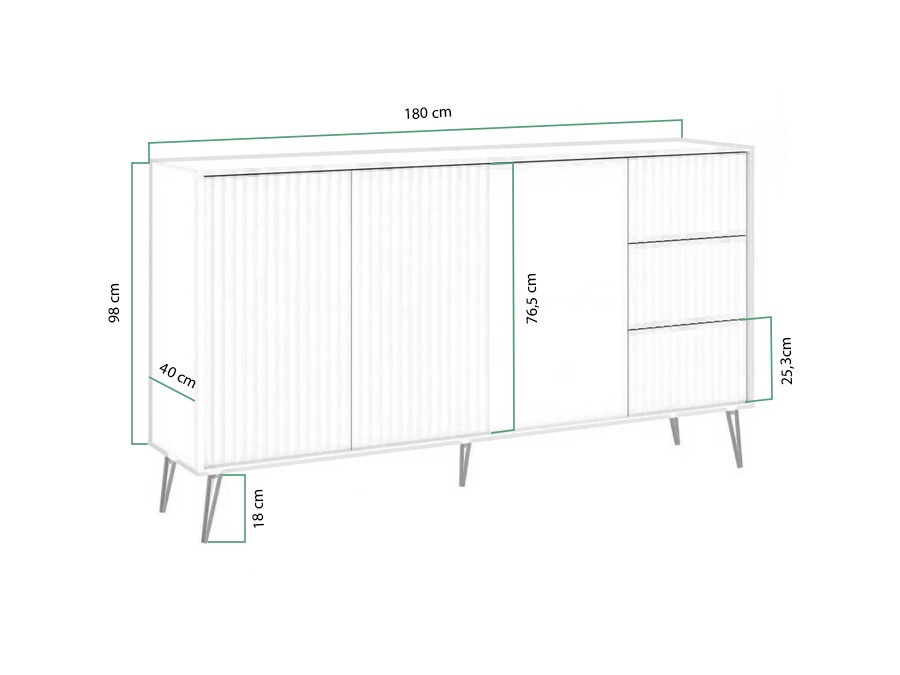 Komoda Cirferi 102 (Bela + Zlata)