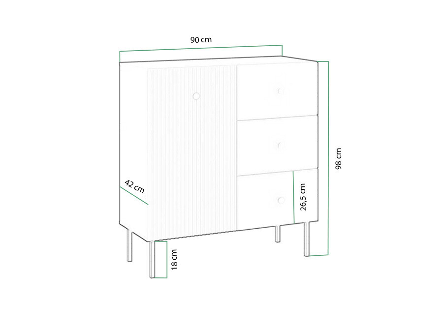 Komoda Etliva 100 (Bela + Zlata)