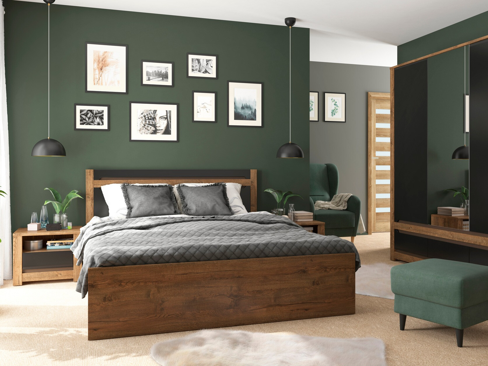 Nočna omarica Ophevaru 115 (Sijaj bež + April hrast)