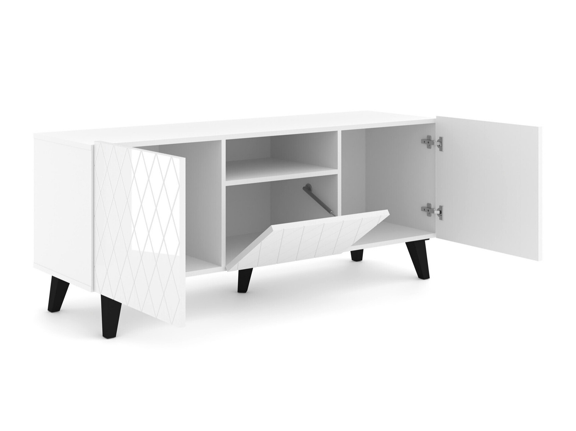 Komplet za dnevno sobo Melmoro 106 (Sijaj bela + Črna)