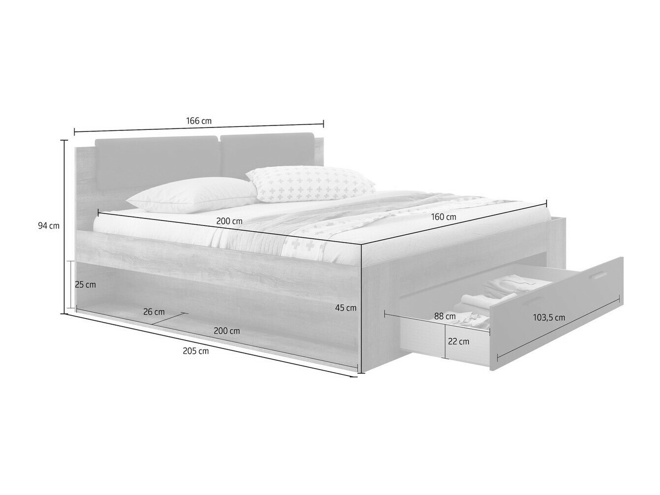 Postelja Levruvu 106 (Monastery hrast + Sijaj črna)