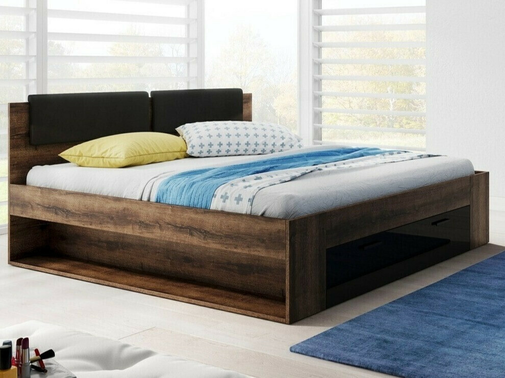 Postelja Levruvu 106 (Monastery hrast + Sijaj črna)