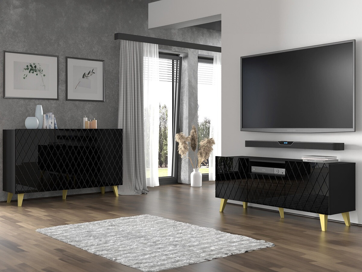 TV-omarica Melmoro 105 (Sijaj črna + Zlata)