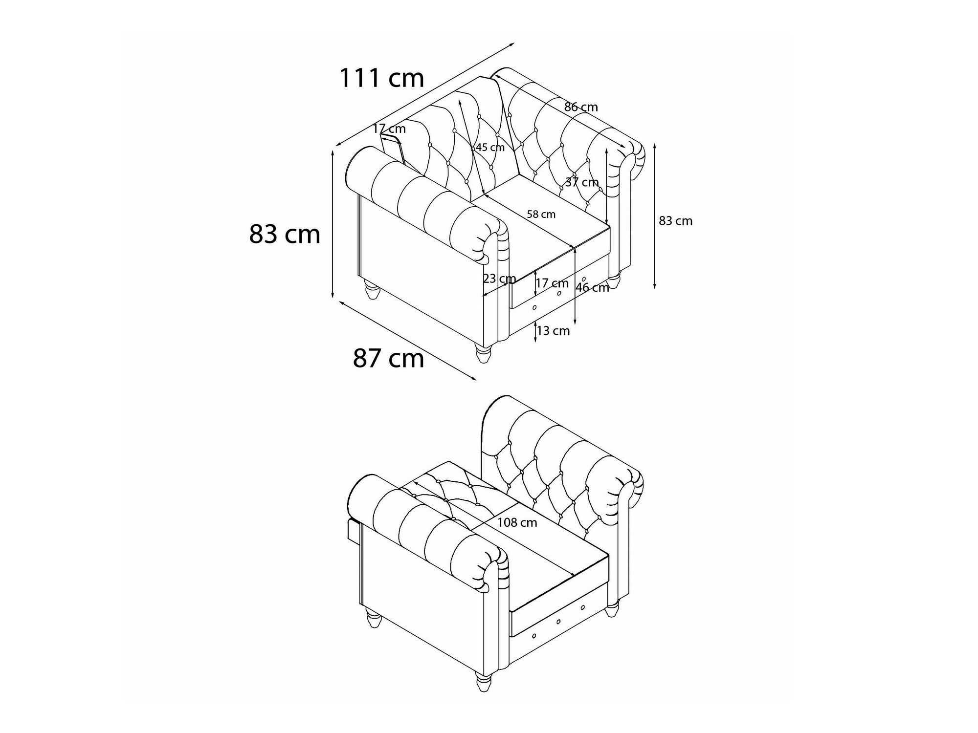 Chesterfield fotelj Tulsa 630 (Temno zelena)