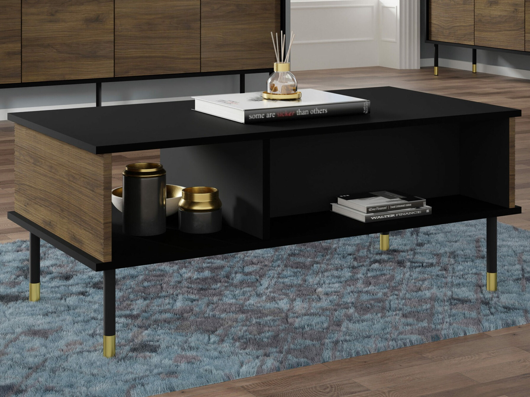 Klubska mizica Romtole 102 (Črna + Temen hrast)