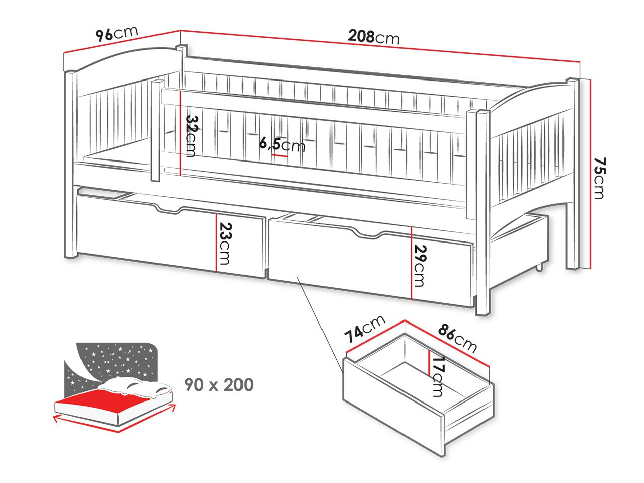 Postelja Vista 112 (Bela)