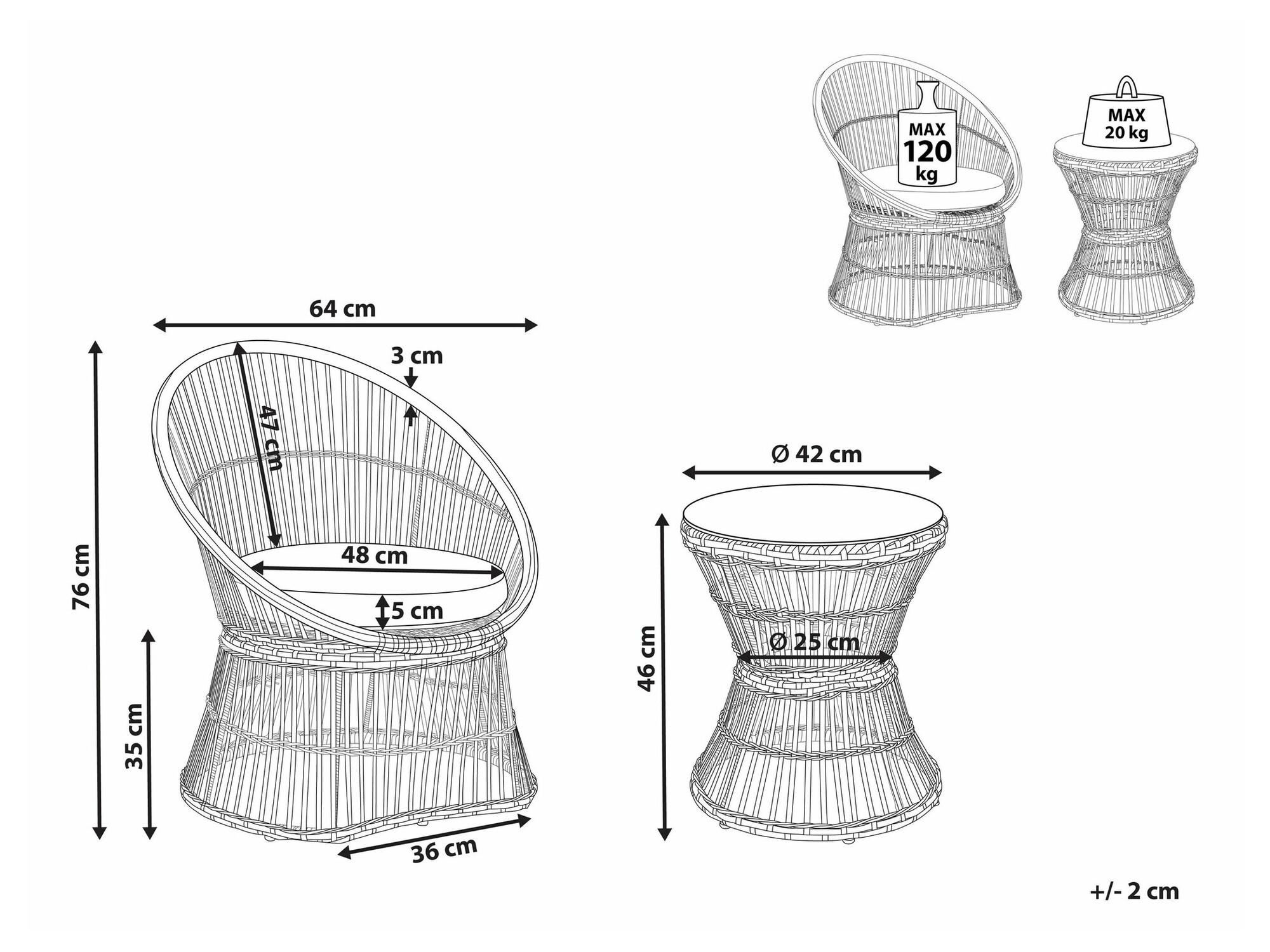 Komplet vrtnega pohištva Berwyn 1840 (Taupe)
