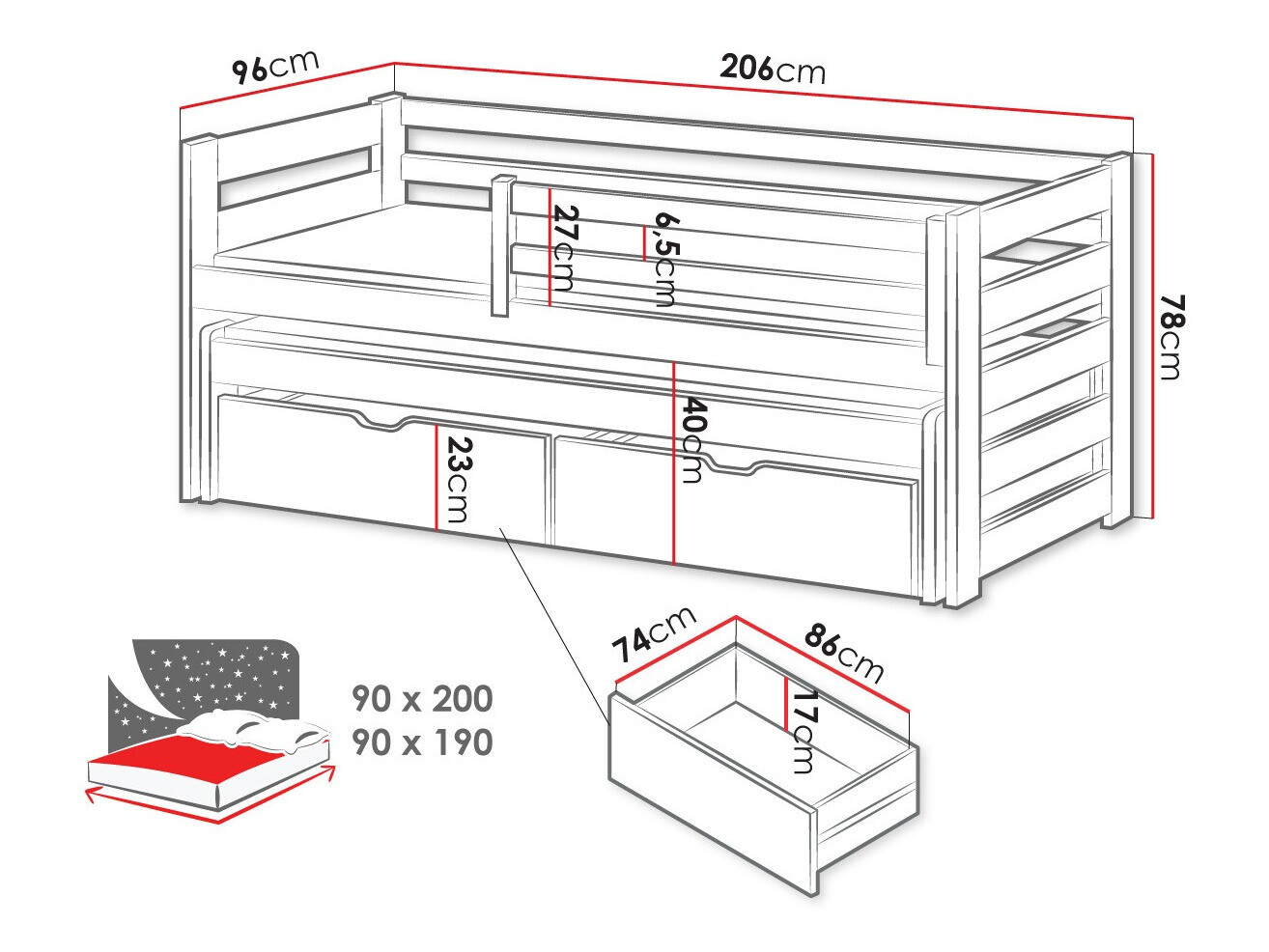 Postelja Vista 113 (Bela)