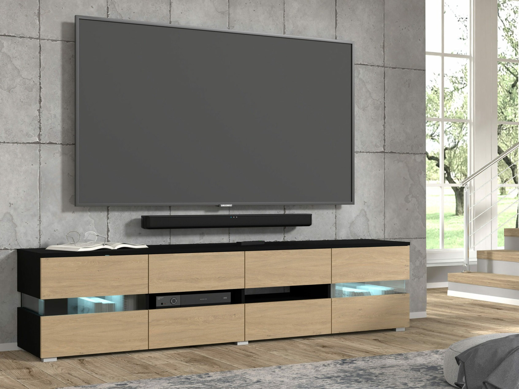 TV-omarica Buffalo 146 (Črna + Hrast)