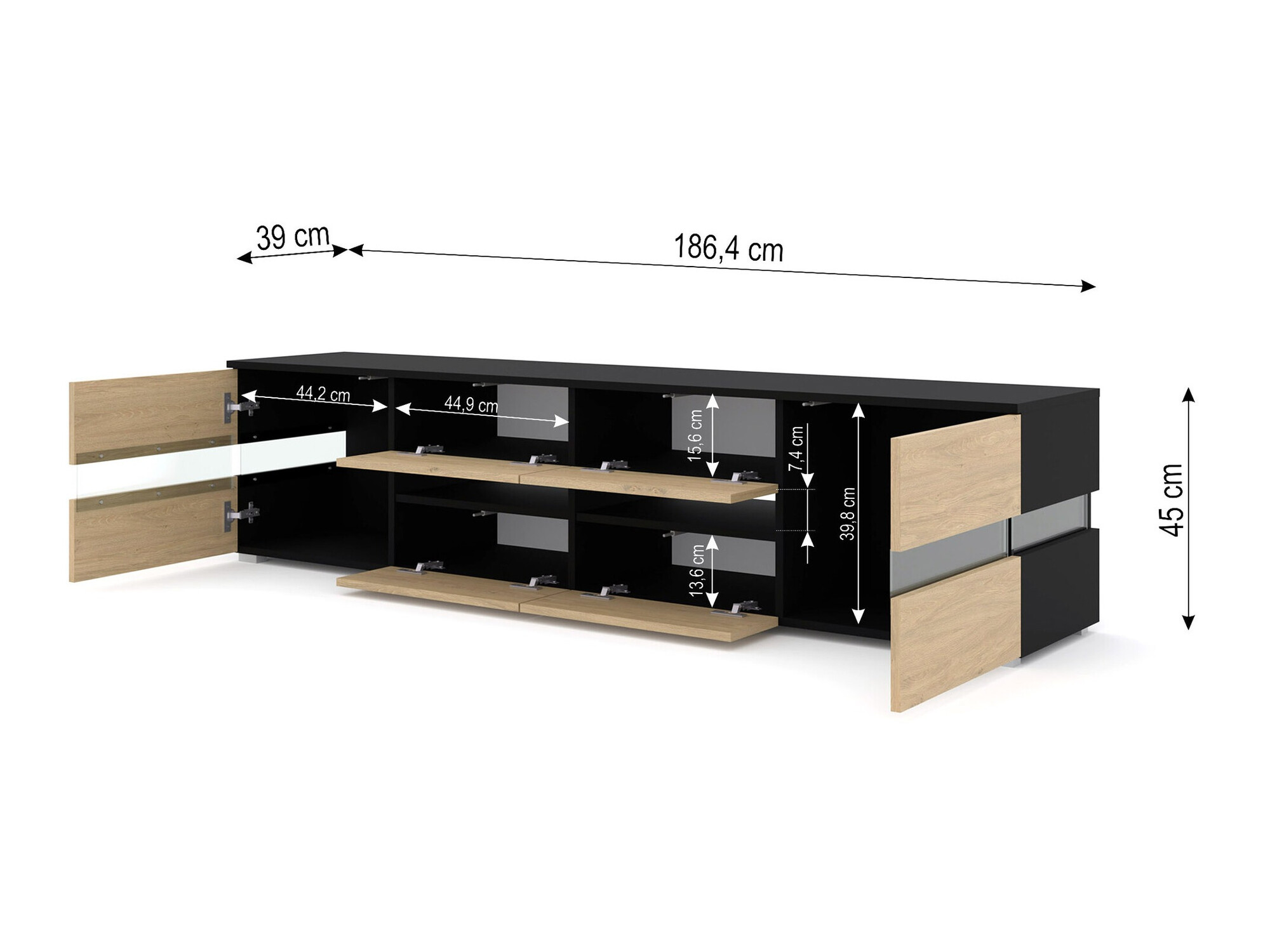 TV-omarica Buffalo 146 (Črna + Hrast)