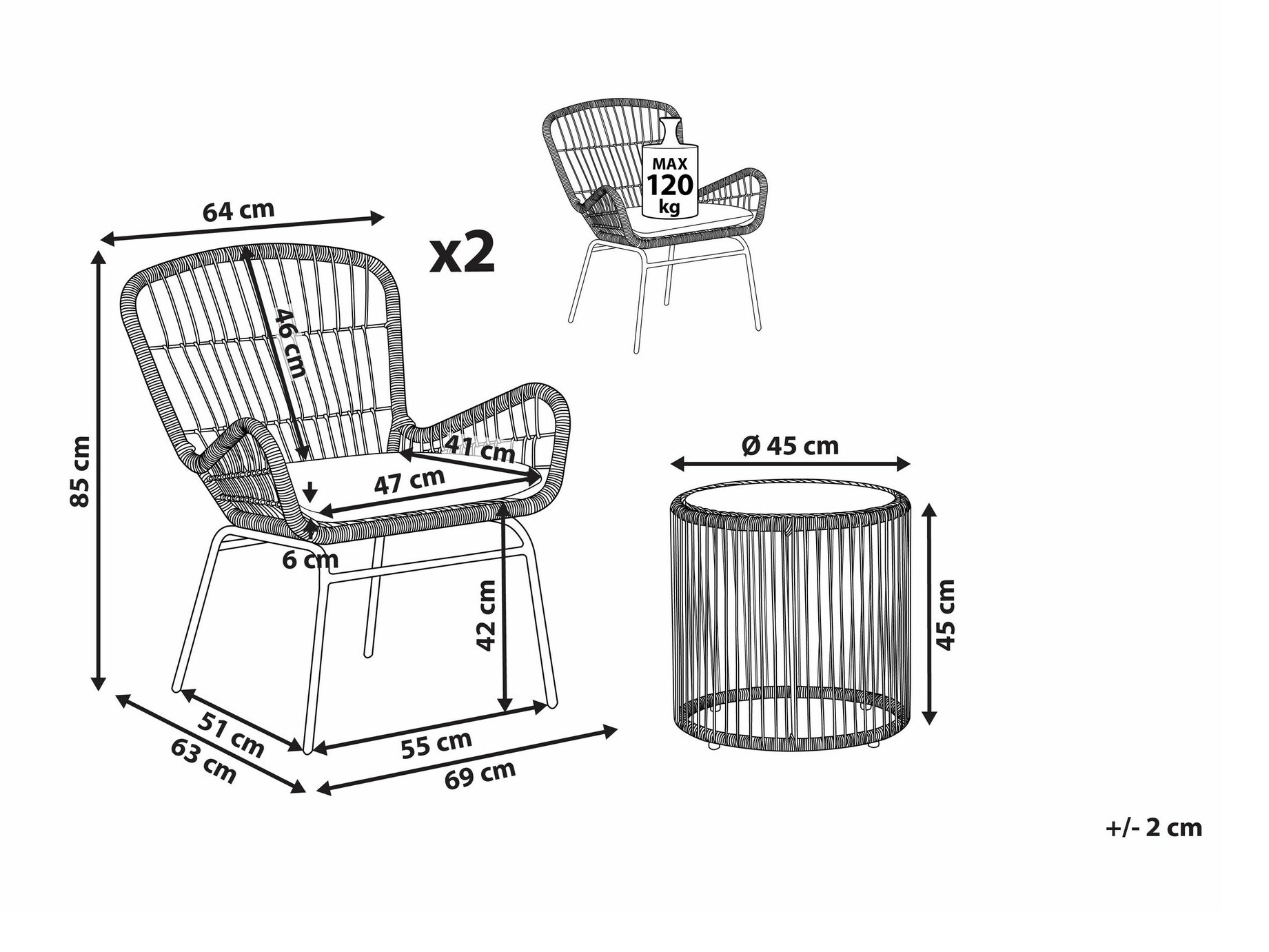 Komplet za balkon Berwyn 1842