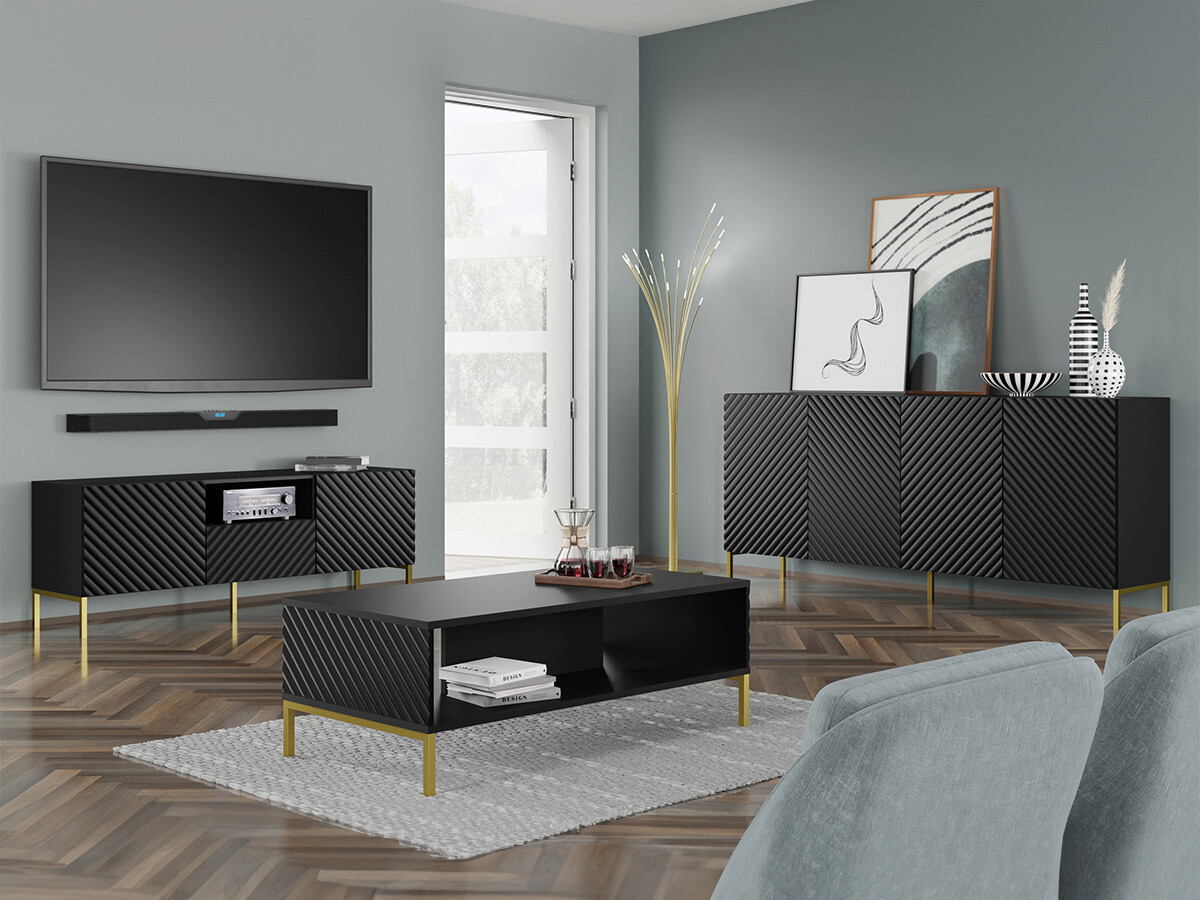 Komplet za dnevno sobo Fivremu 107 (Črna)