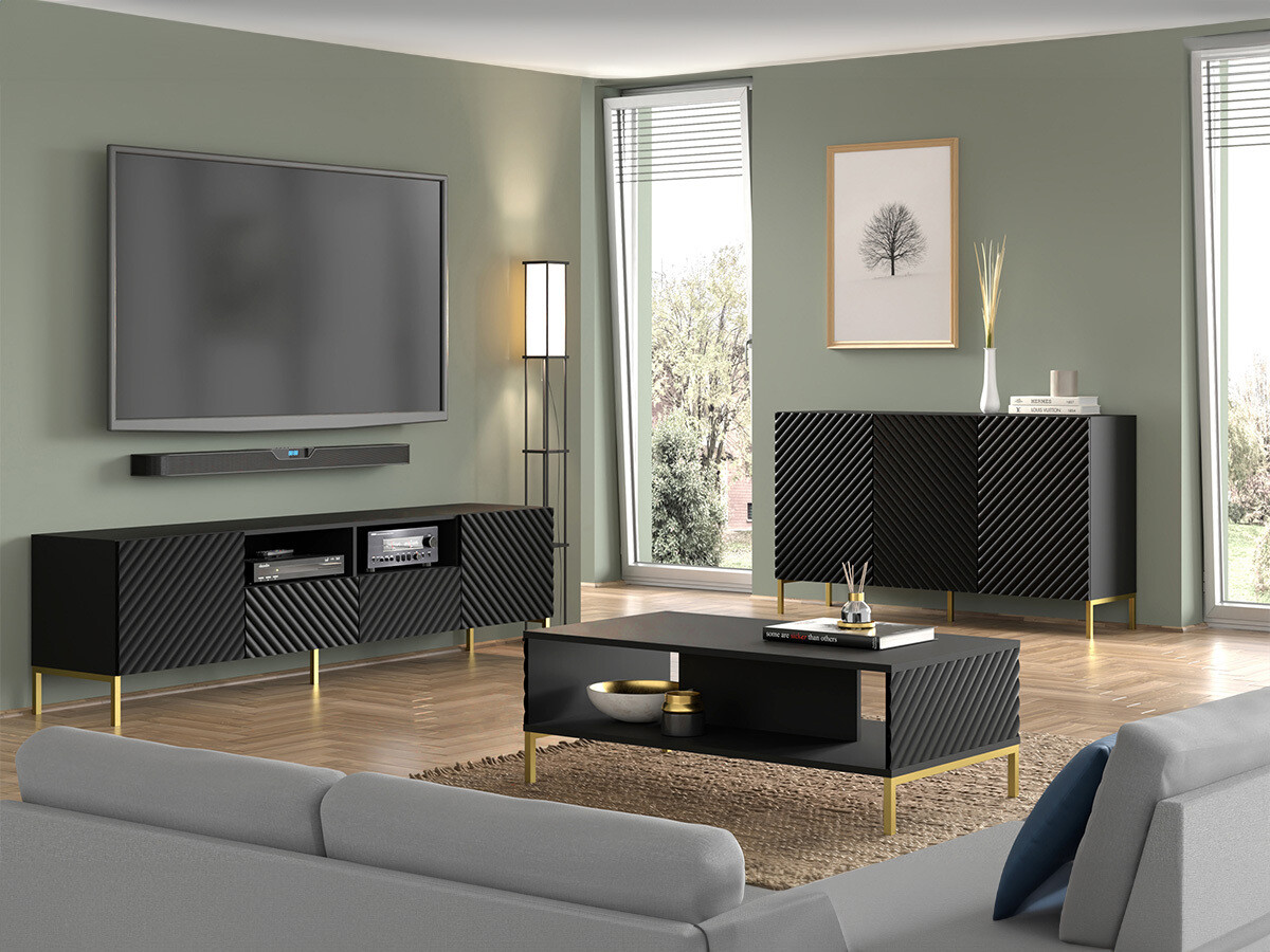 Komplet za dnevno sobo Fivremu 109 (Črna)