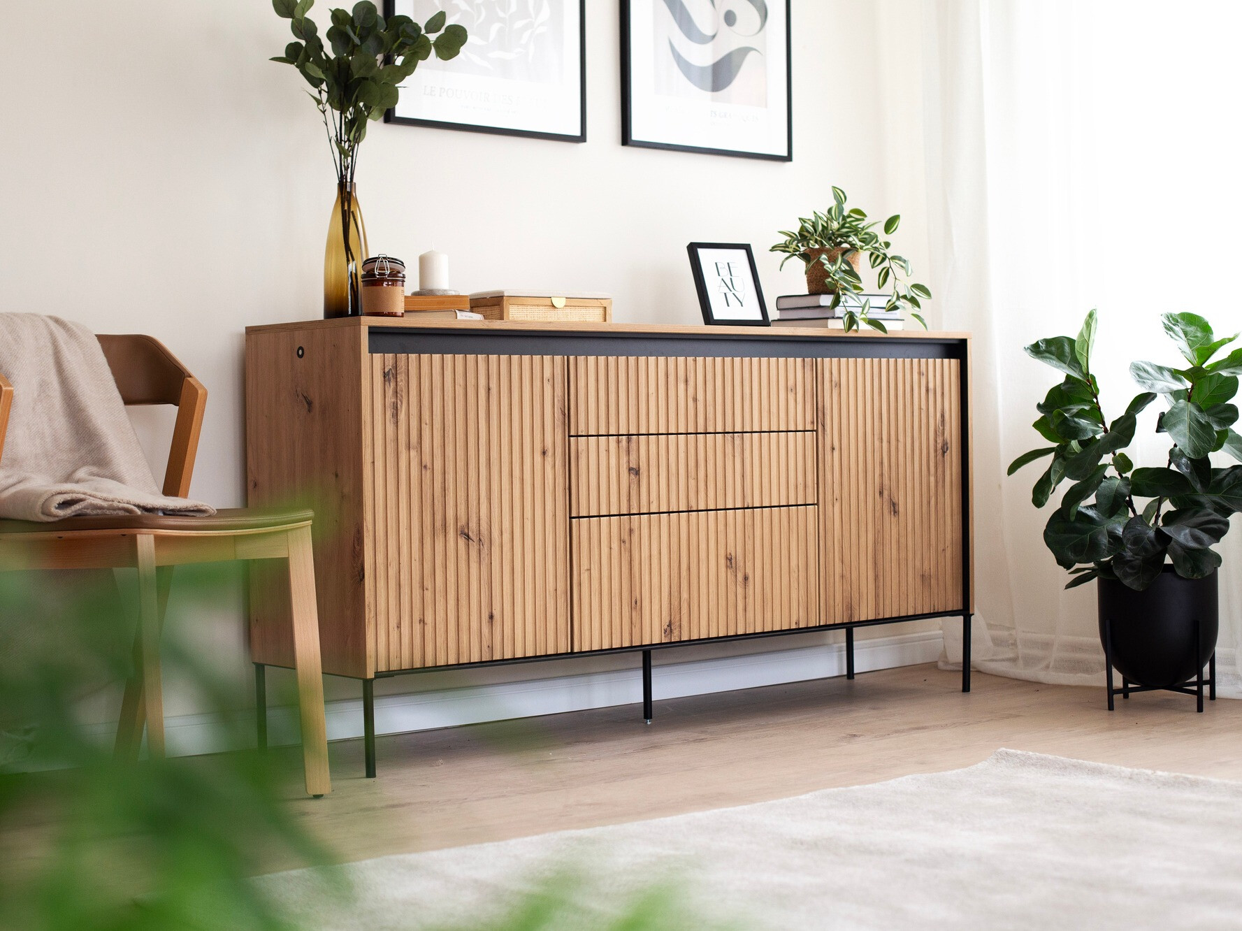 Komoda Fernolu 100 (Artisan hrast + Črna)