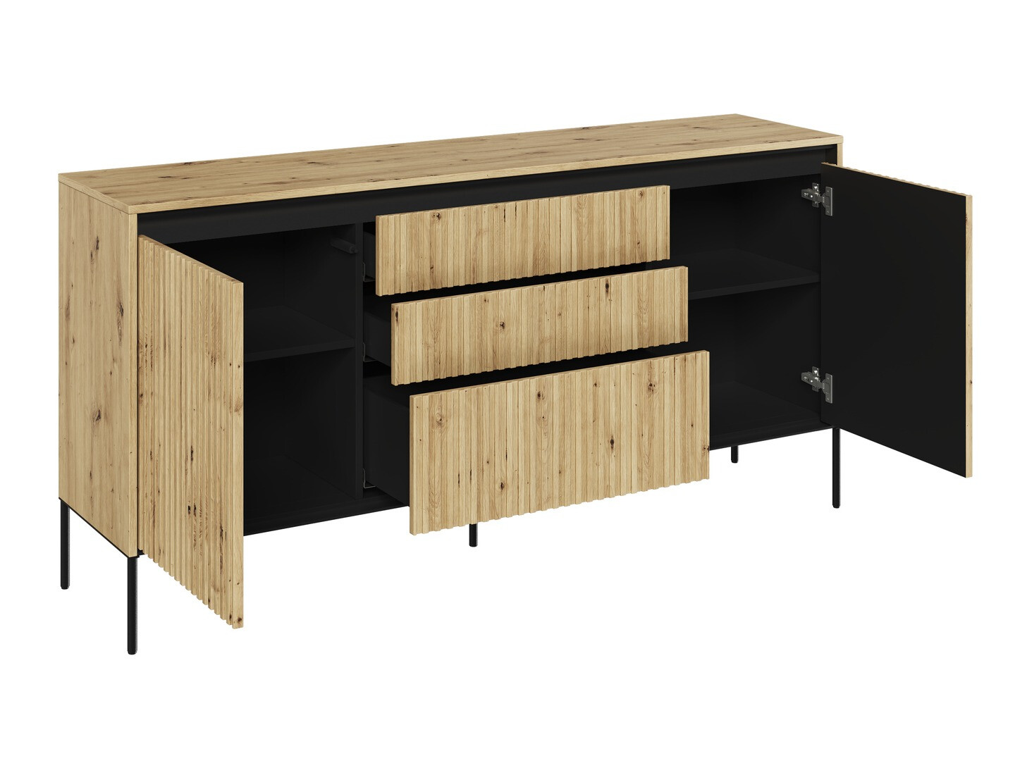 Komoda Fernolu 100 (Artisan hrast + Črna)