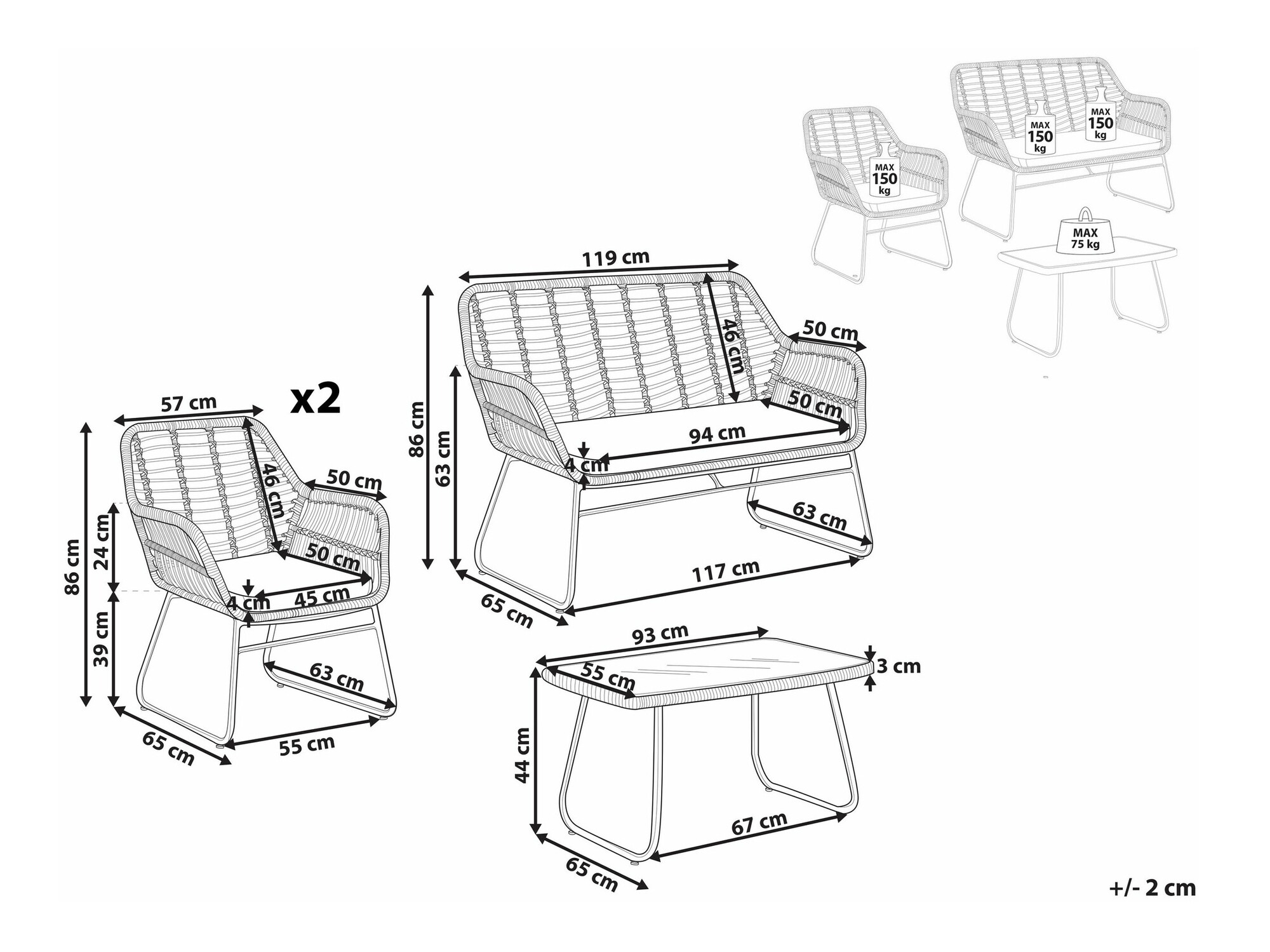 Komplet vrtnega pohištva Berwyn 1867