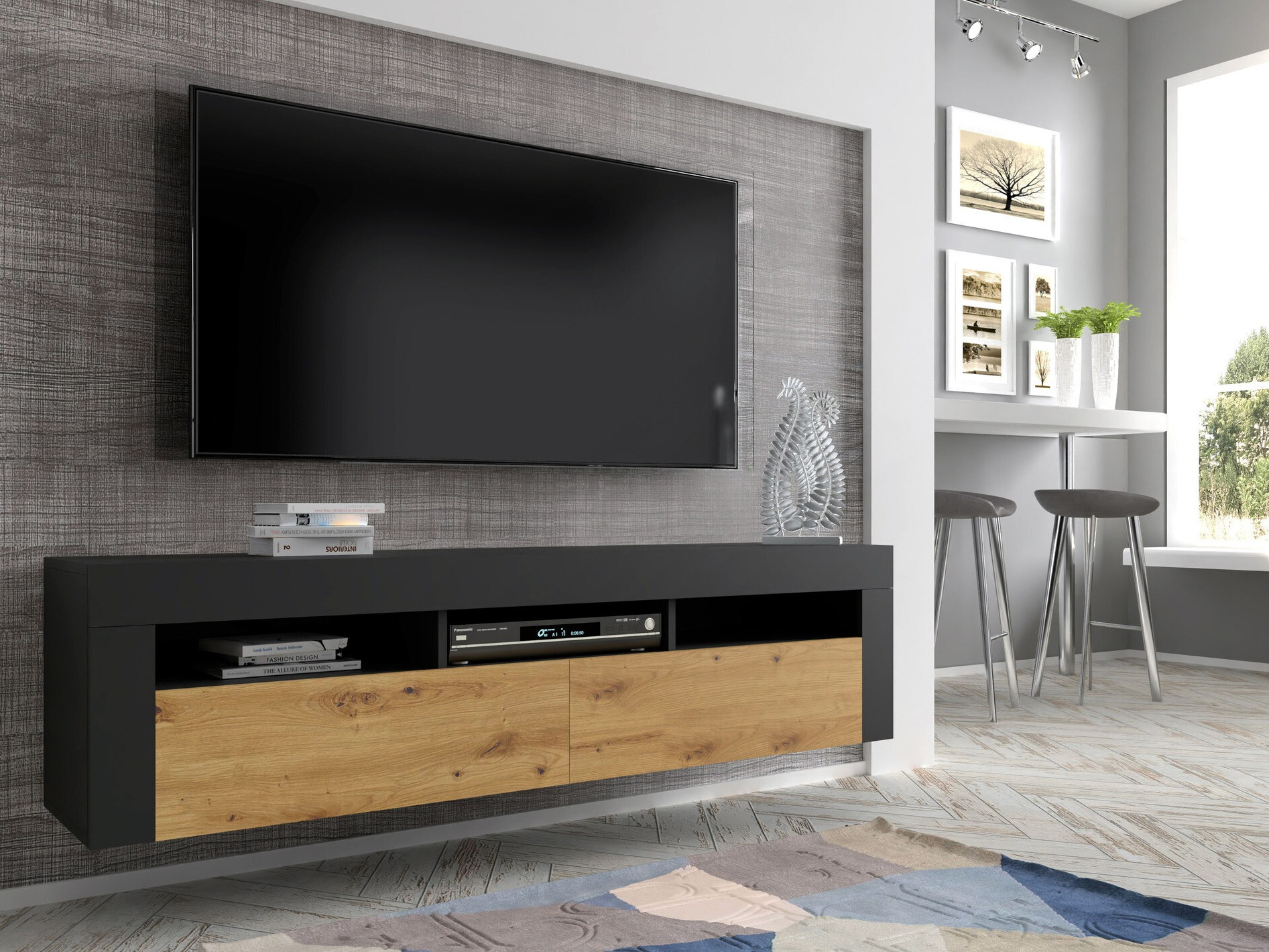 TV-omarica Buffalo 149 (Črna + Artisan hrast)