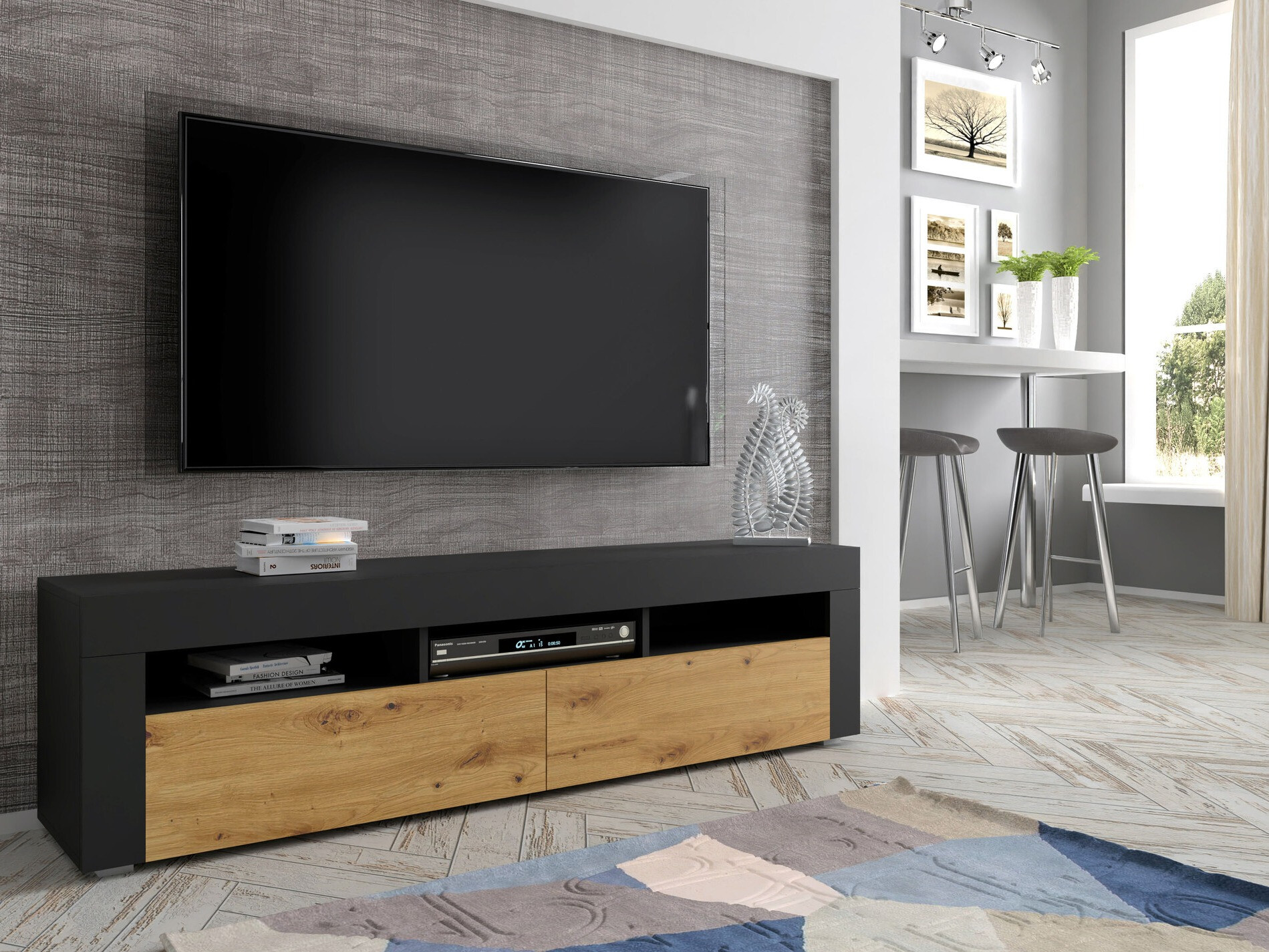 TV-omarica Buffalo 149 (Črna + Artisan hrast)