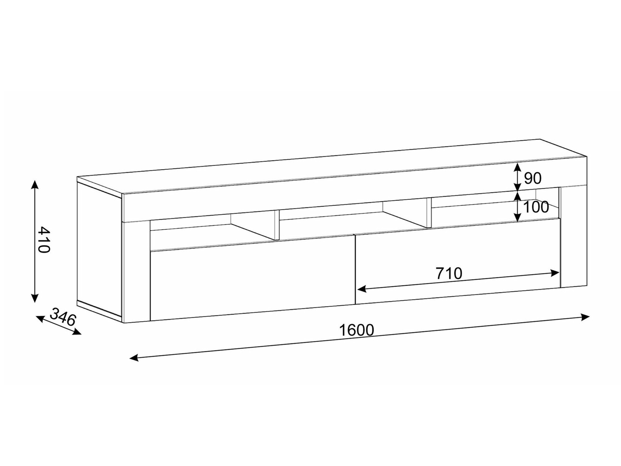 TV-omarica Buffalo 149 (Črna + Artisan hrast)