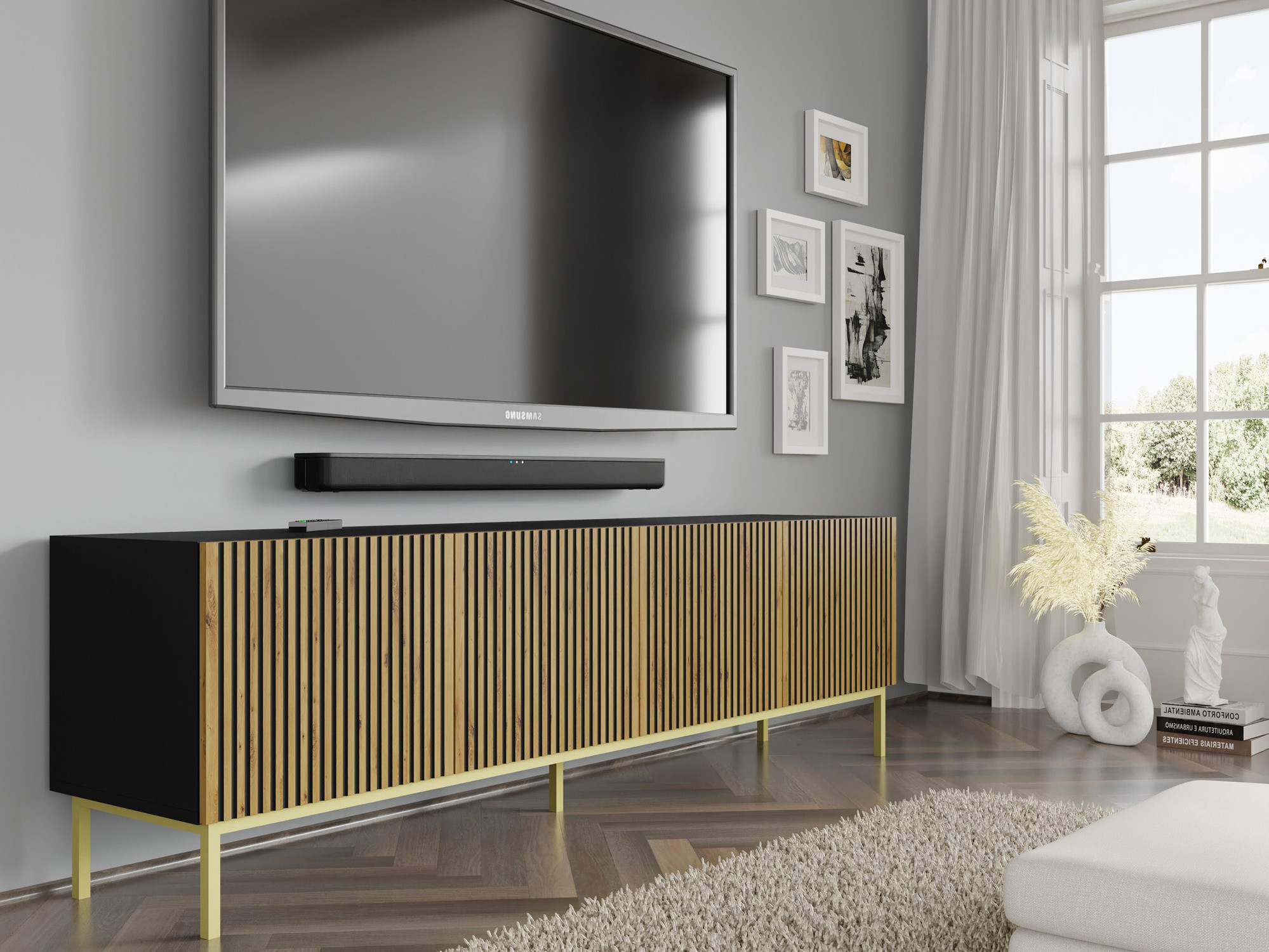 TV-omarica Talsalu 101 (Artisan hrast + Črna)