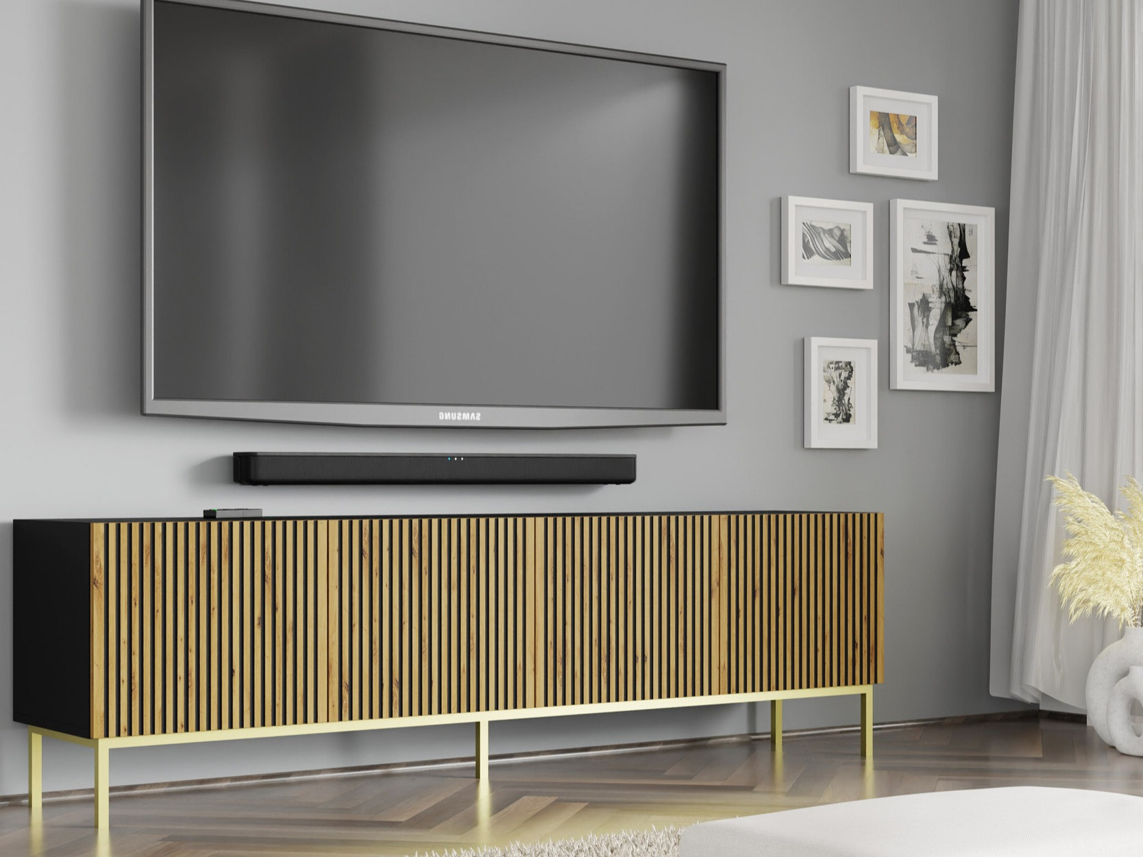 TV-omarica Talsalu 101 (Artisan hrast + Črna)