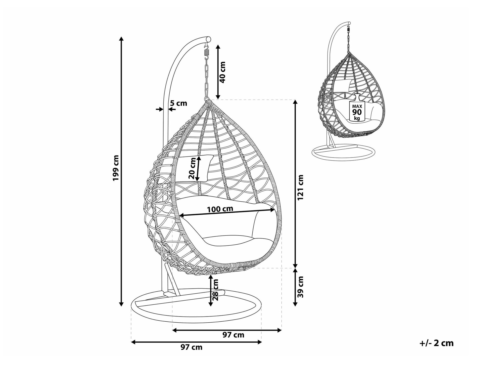 Viseči stol Berwyn 1859 (Svetlo rjava)